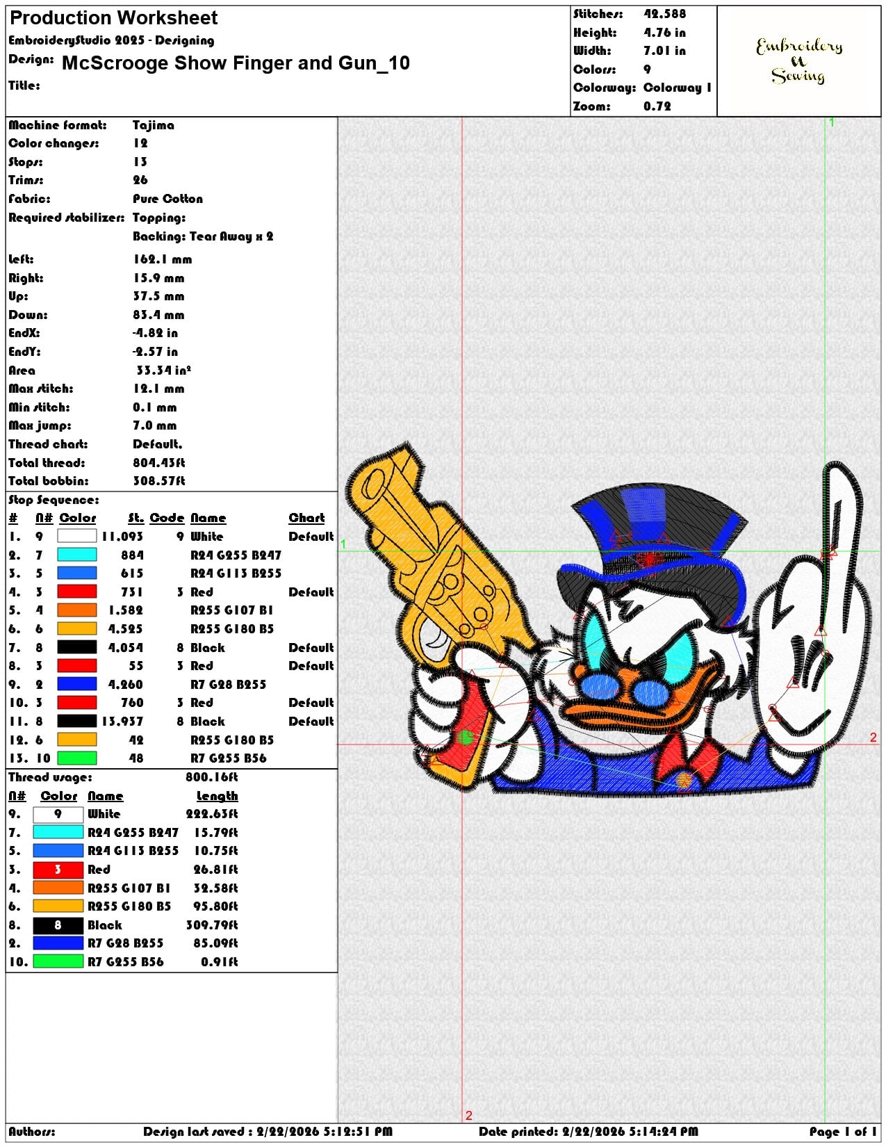 McScrooge Show Finger and Gun  - Elegant embroidery design file - instant download — view 3