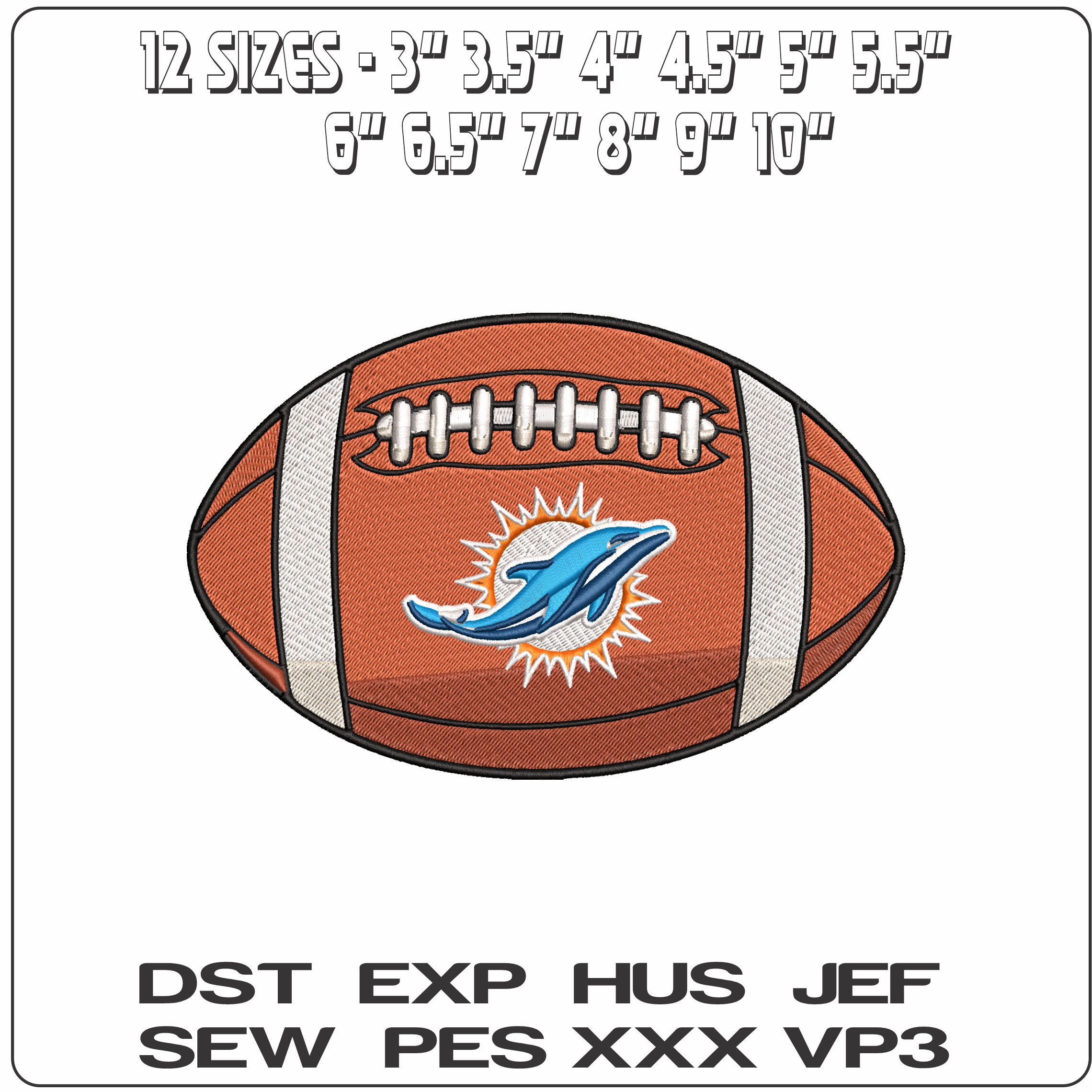 Miami Dolphins American Football NFL  - Elegant embroidery design file - instant download — view 2