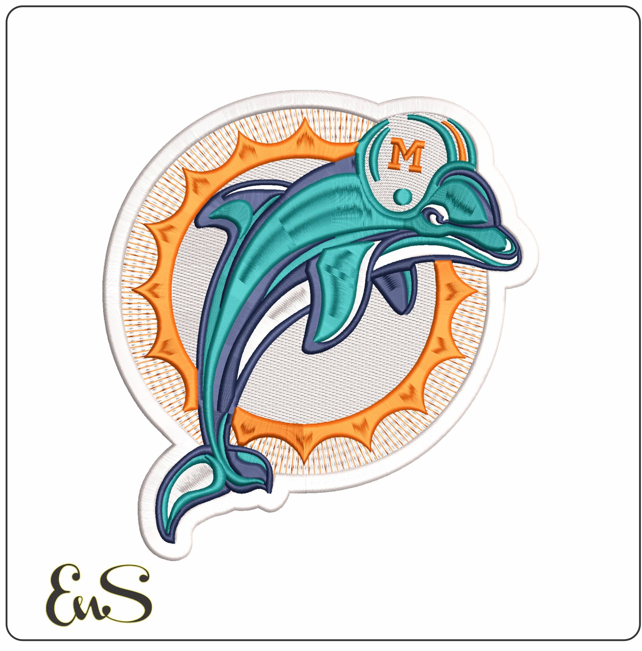 Miami Dolphins Emblem NFL  - Elegant embroidery design file - instant download