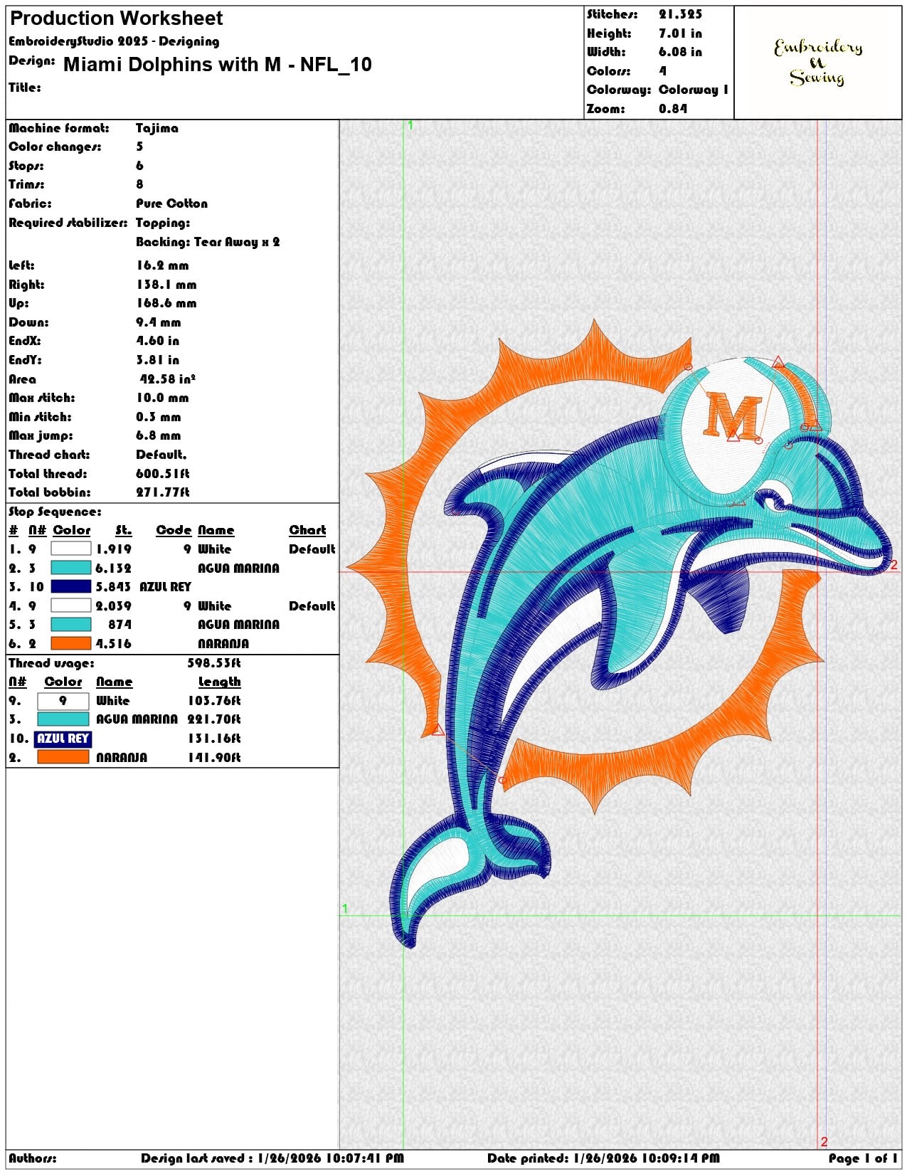 Miami Dolphins with M NFL   - Elegant embroidery design file - instant download — view 3