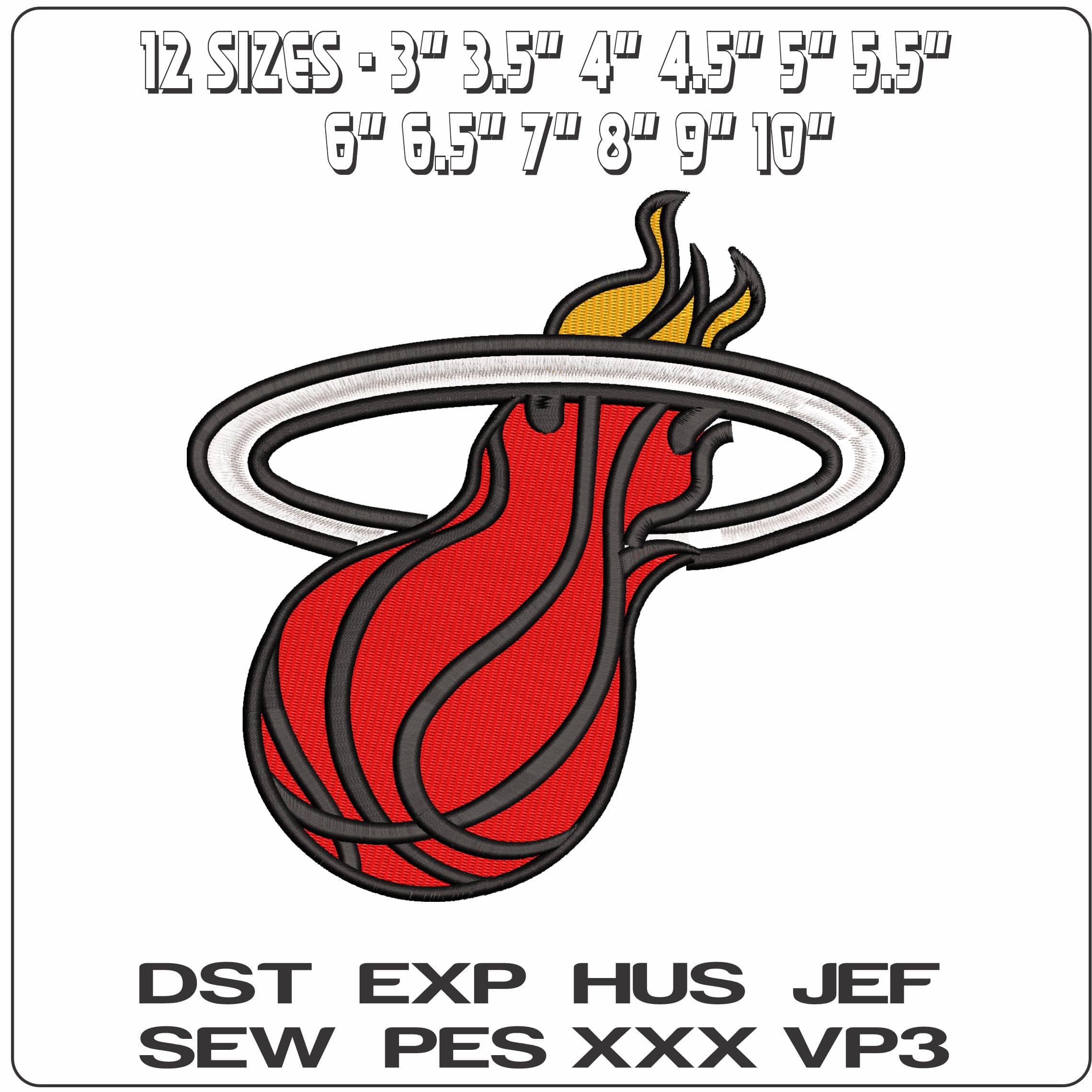 Miami Heat Basketball Hoop NBA   - Elegant embroidery design file - instant download — view 2