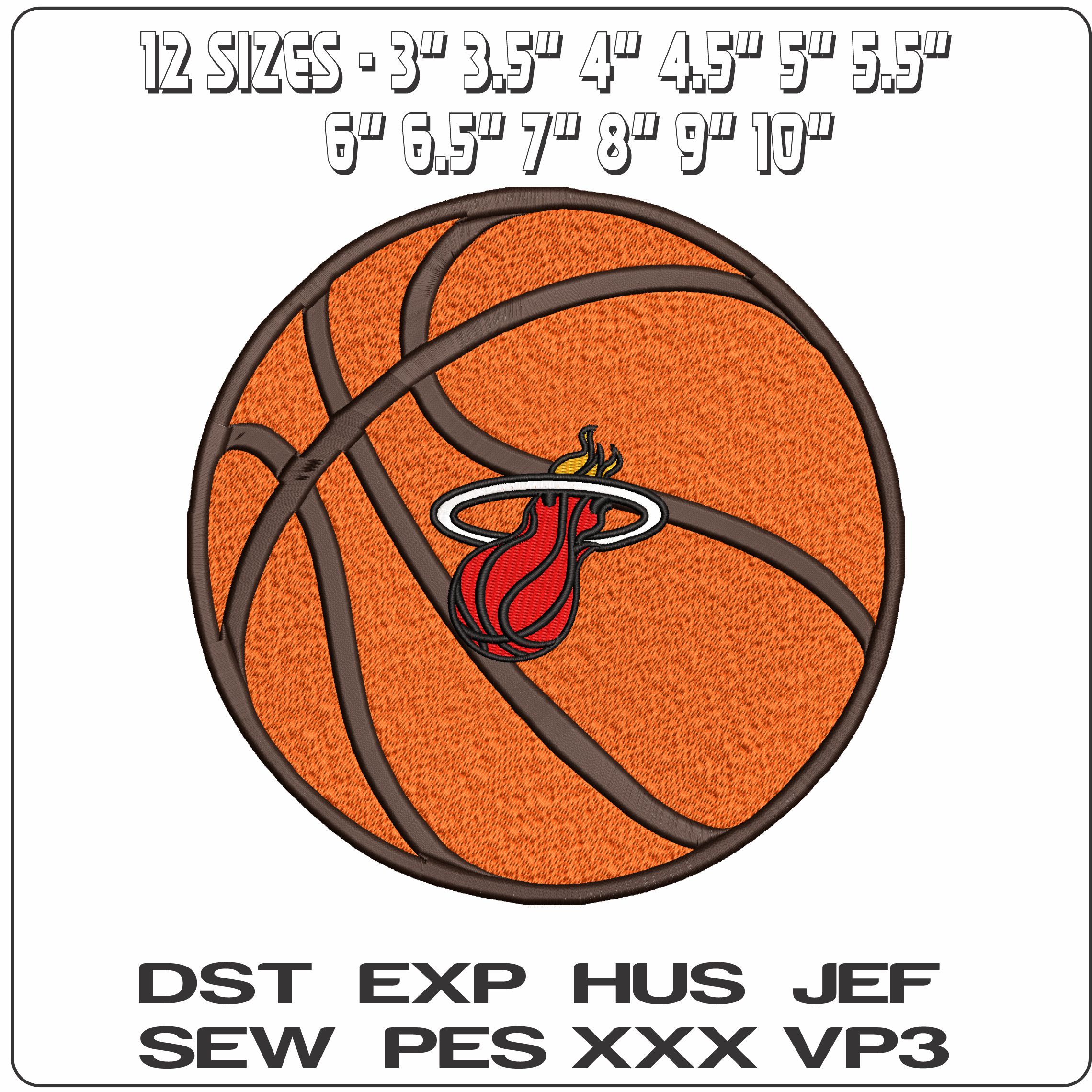 Miami Heat Basketball NBA   - Elegant embroidery design file - instant download — view 2
