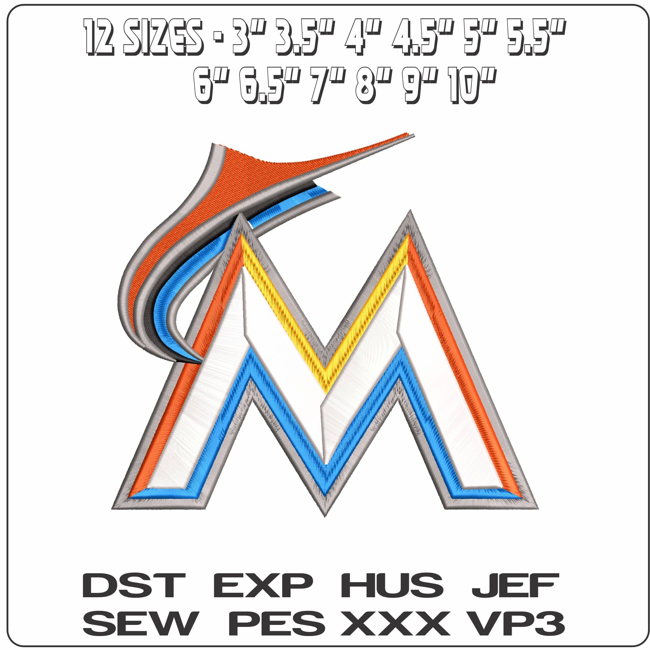 Miami Marlins MLB   - Elegant embroidery design file - instant download — view 2