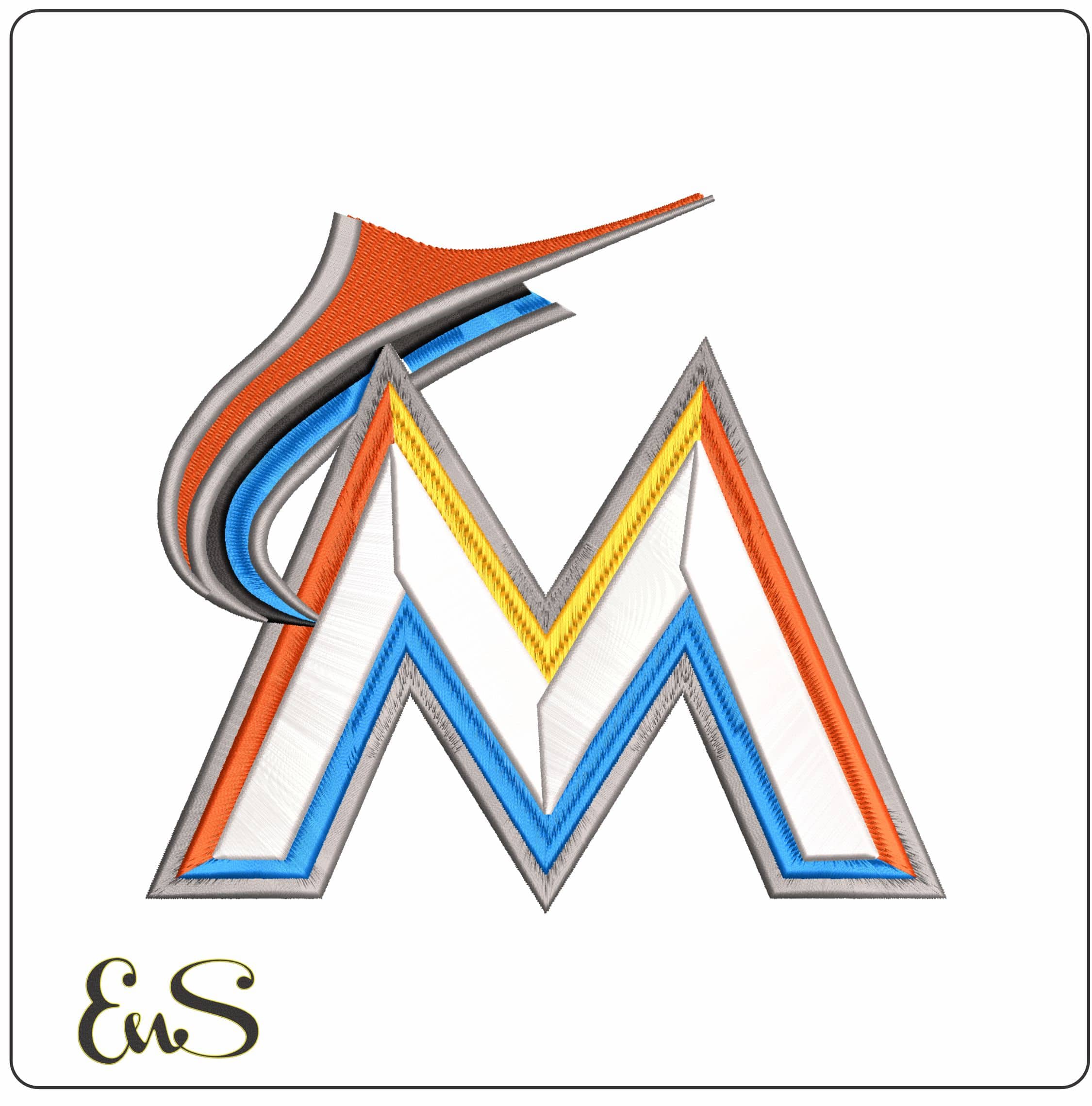 Miami Marlins MLB   - Elegant embroidery design file - instant download