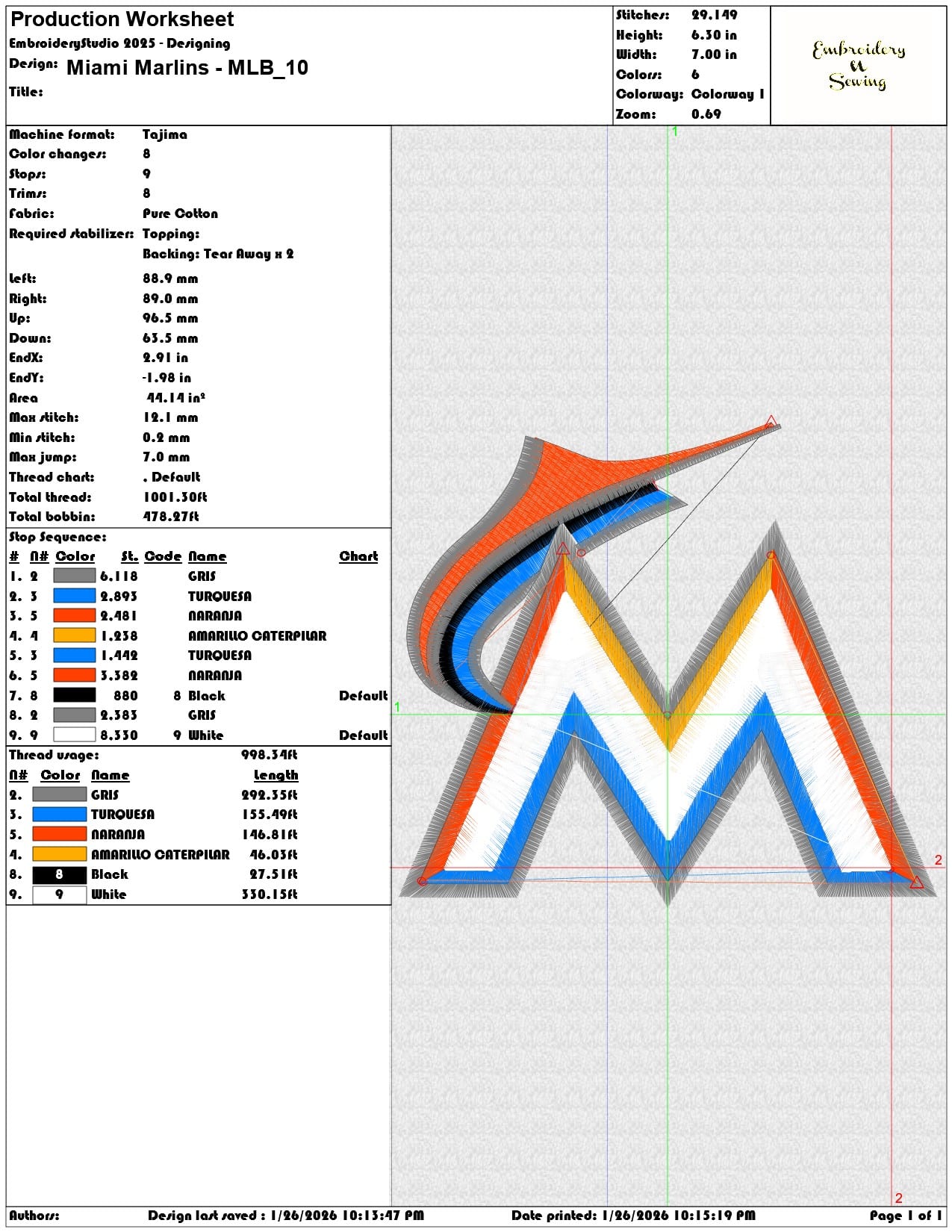 Miami Marlins MLB   - Elegant embroidery design file - instant download — view 3