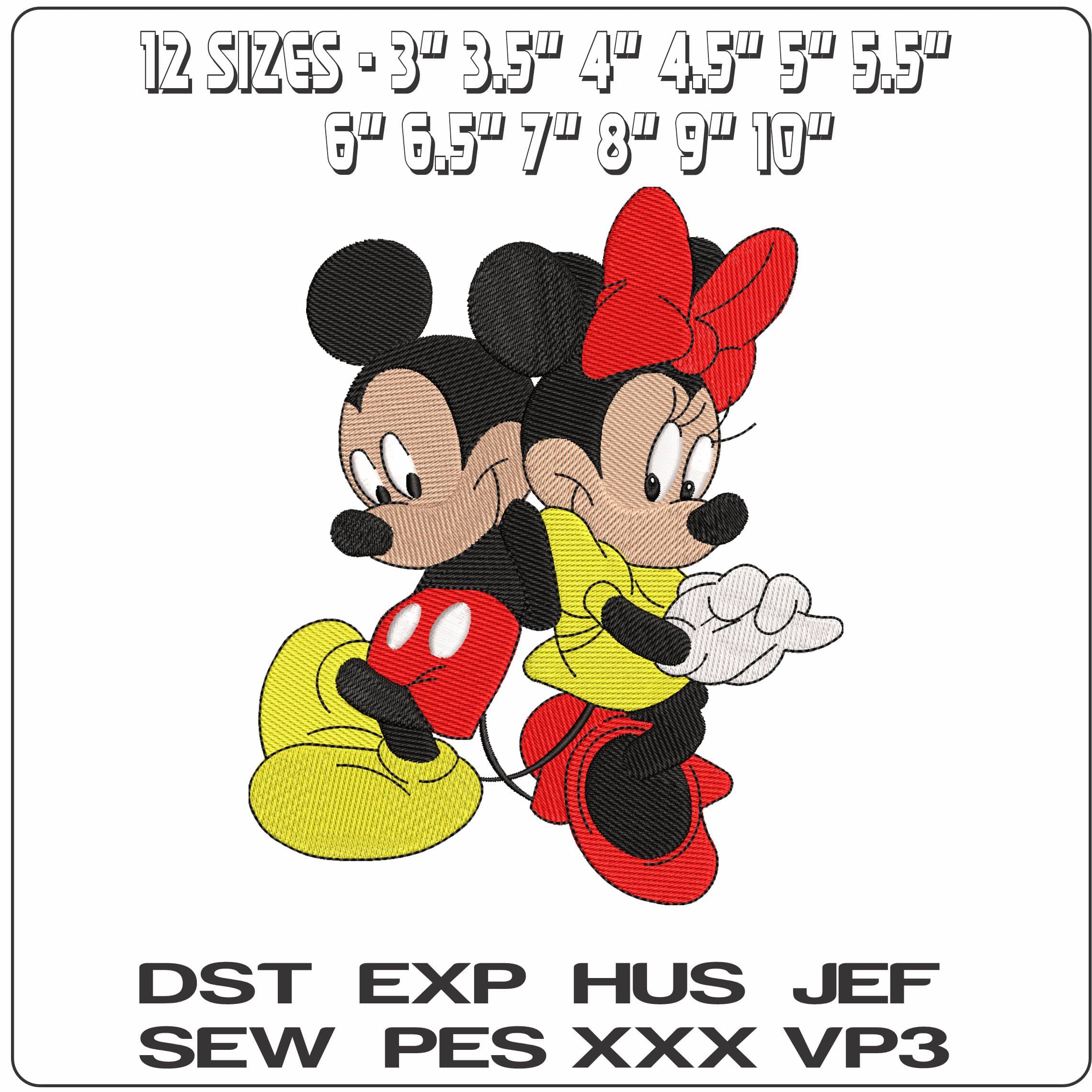 Mickey and Minnie Mouse Coy together Disney   - Elegant embroidery design file - instant download — view 2