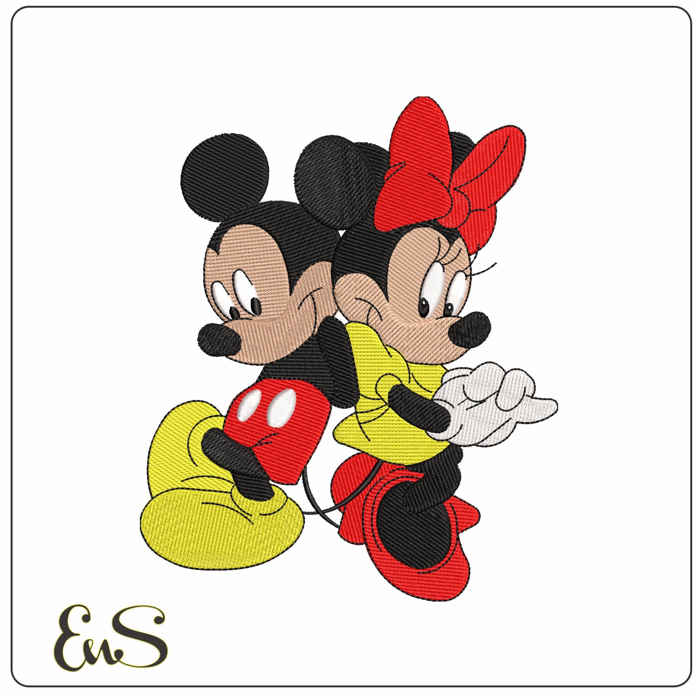 Mickey and Minnie Mouse Coy together Disney   - Elegant embroidery design file - instant download