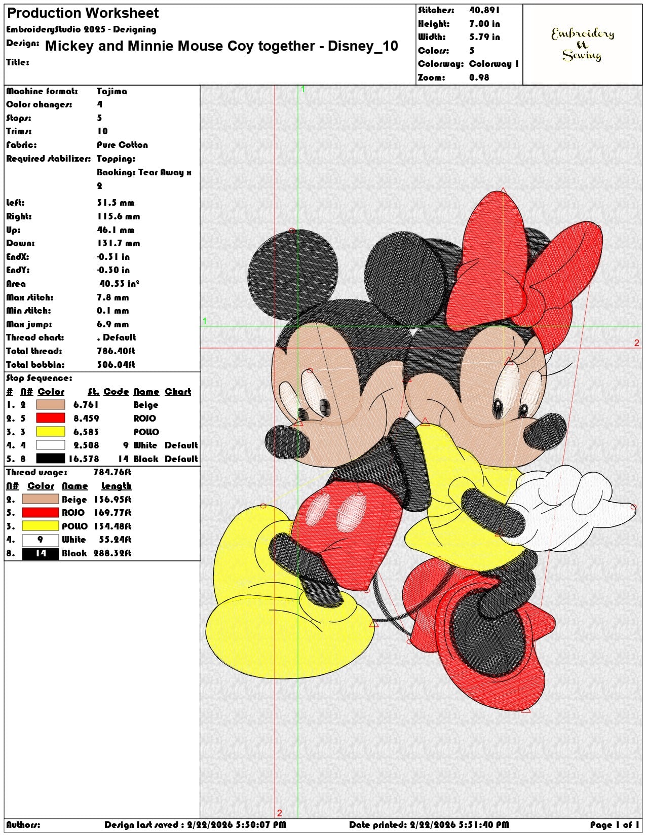 Mickey and Minnie Mouse Coy together Disney   - Elegant embroidery design file - instant download — view 3