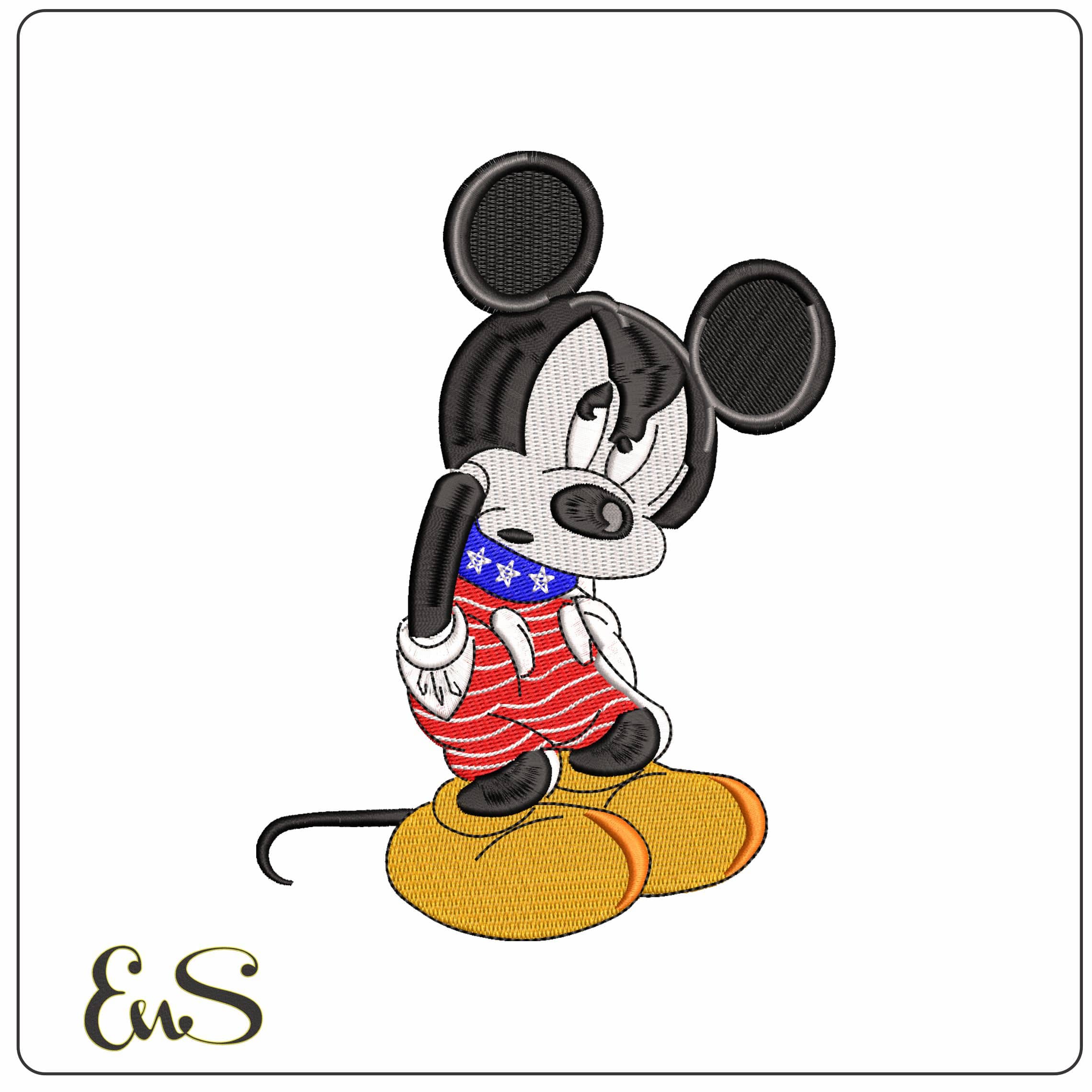 Mickey and Minnie Mouse USA Flag Disney   - Elegant embroidery design file - instant download