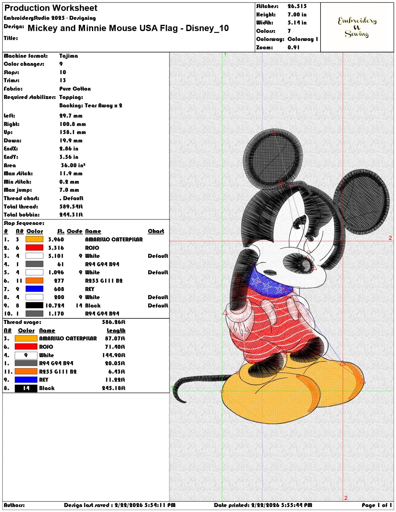 Mickey and Minnie Mouse USA Flag Disney   - Elegant embroidery design file - instant download — view 3
