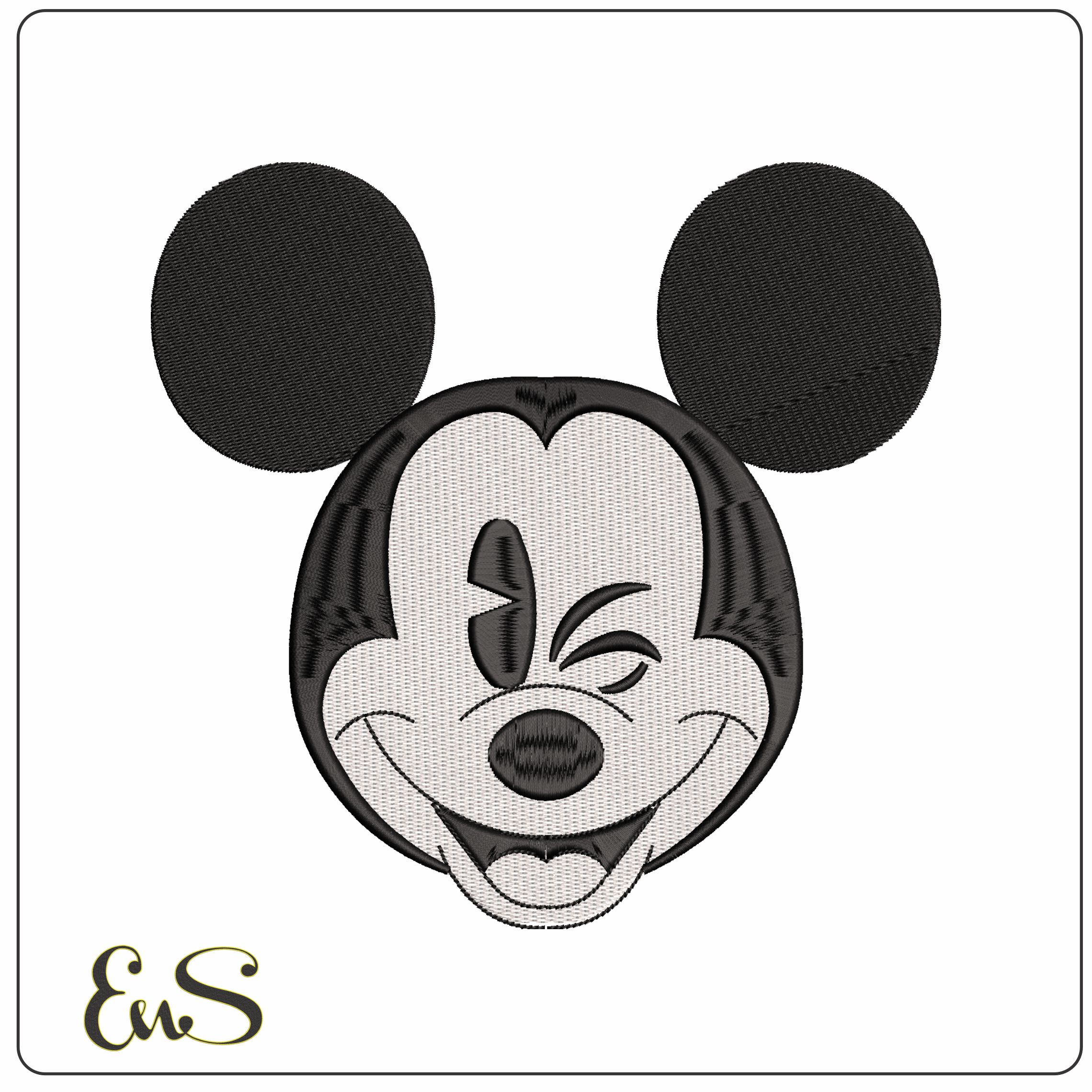 Mickey Mouse Black and White Disney   - Elegant embroidery design file - instant download