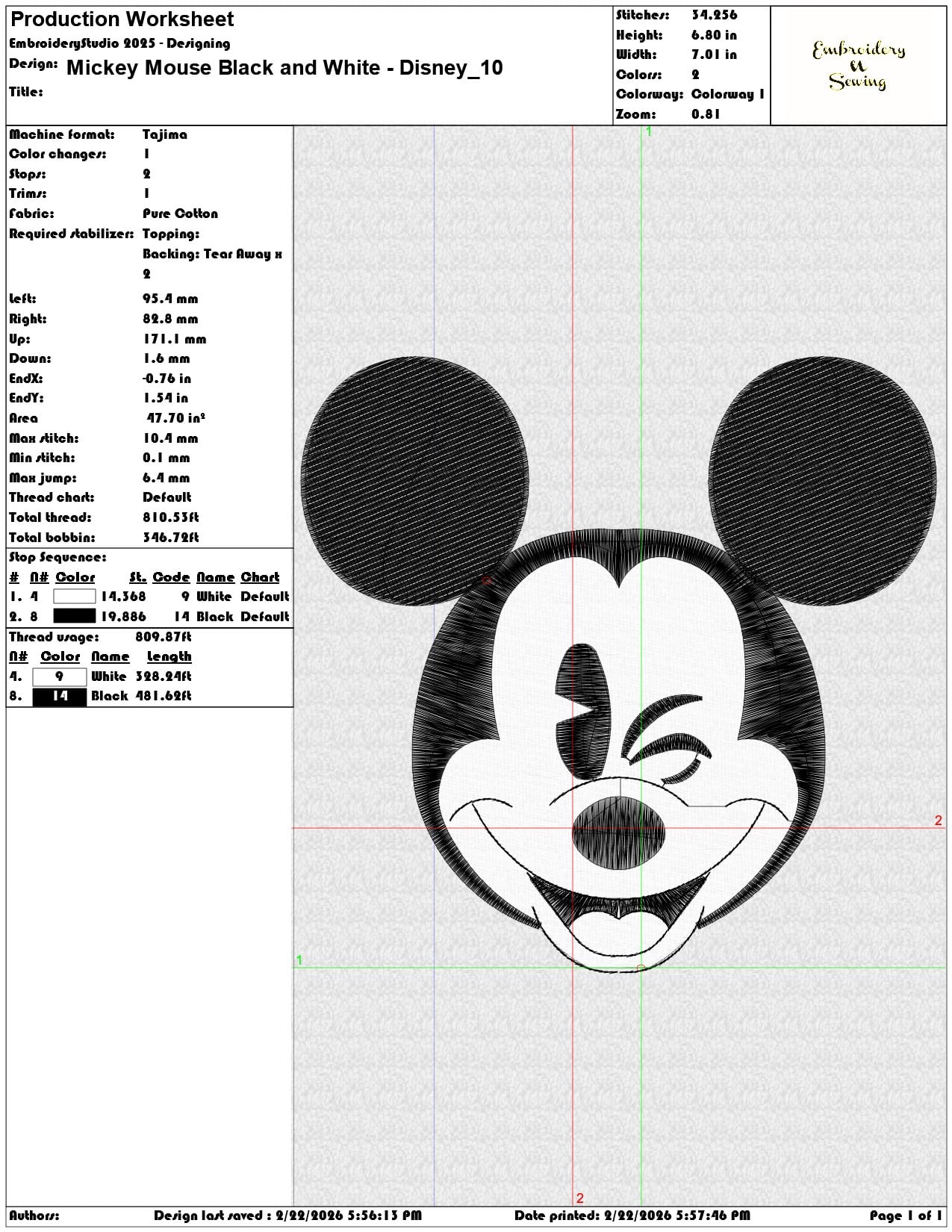 Mickey Mouse Black and White Disney   - Elegant embroidery design file - instant download — view 3