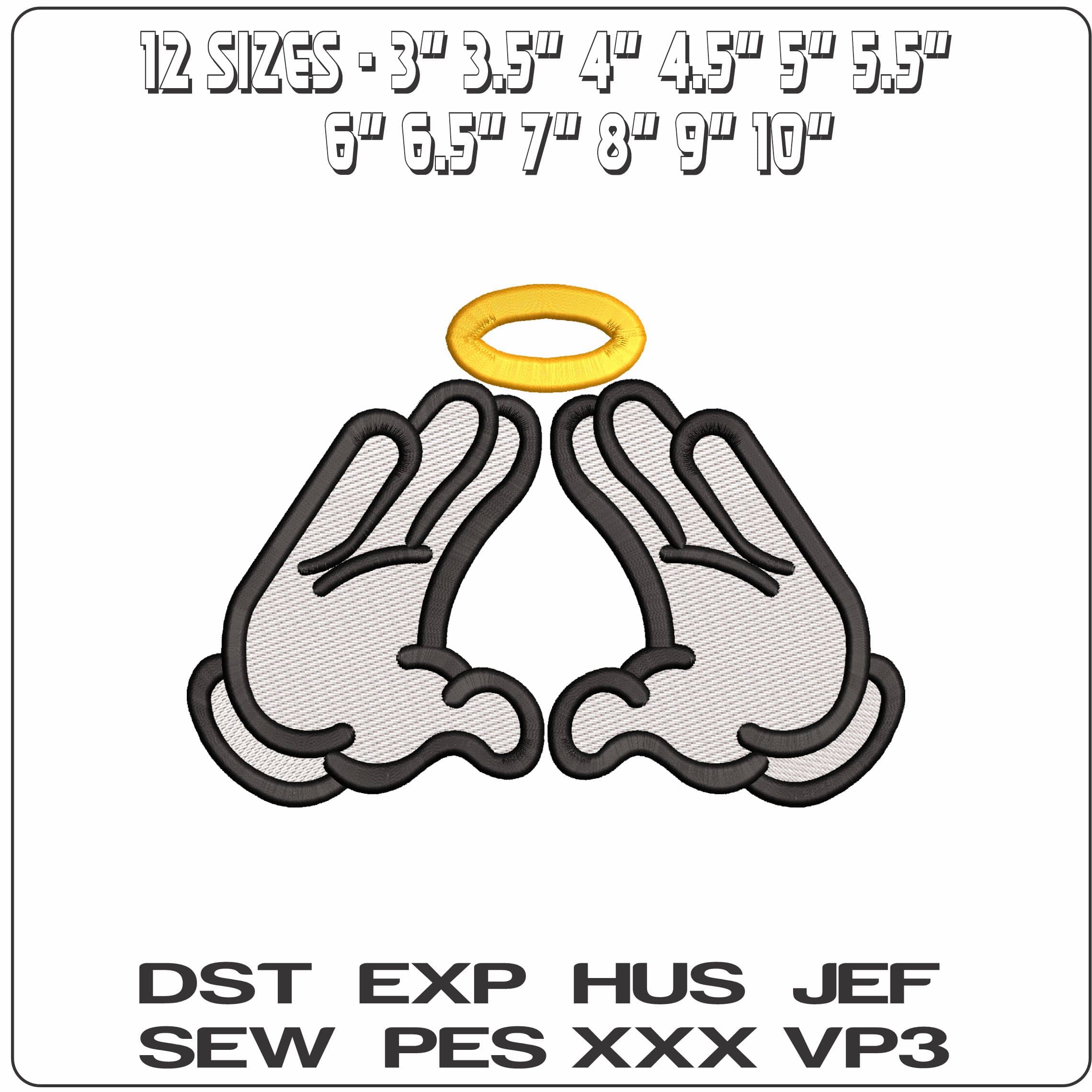 Mickey Mouse hands Halo Disney  - Elegant embroidery design file - instant download — view 2