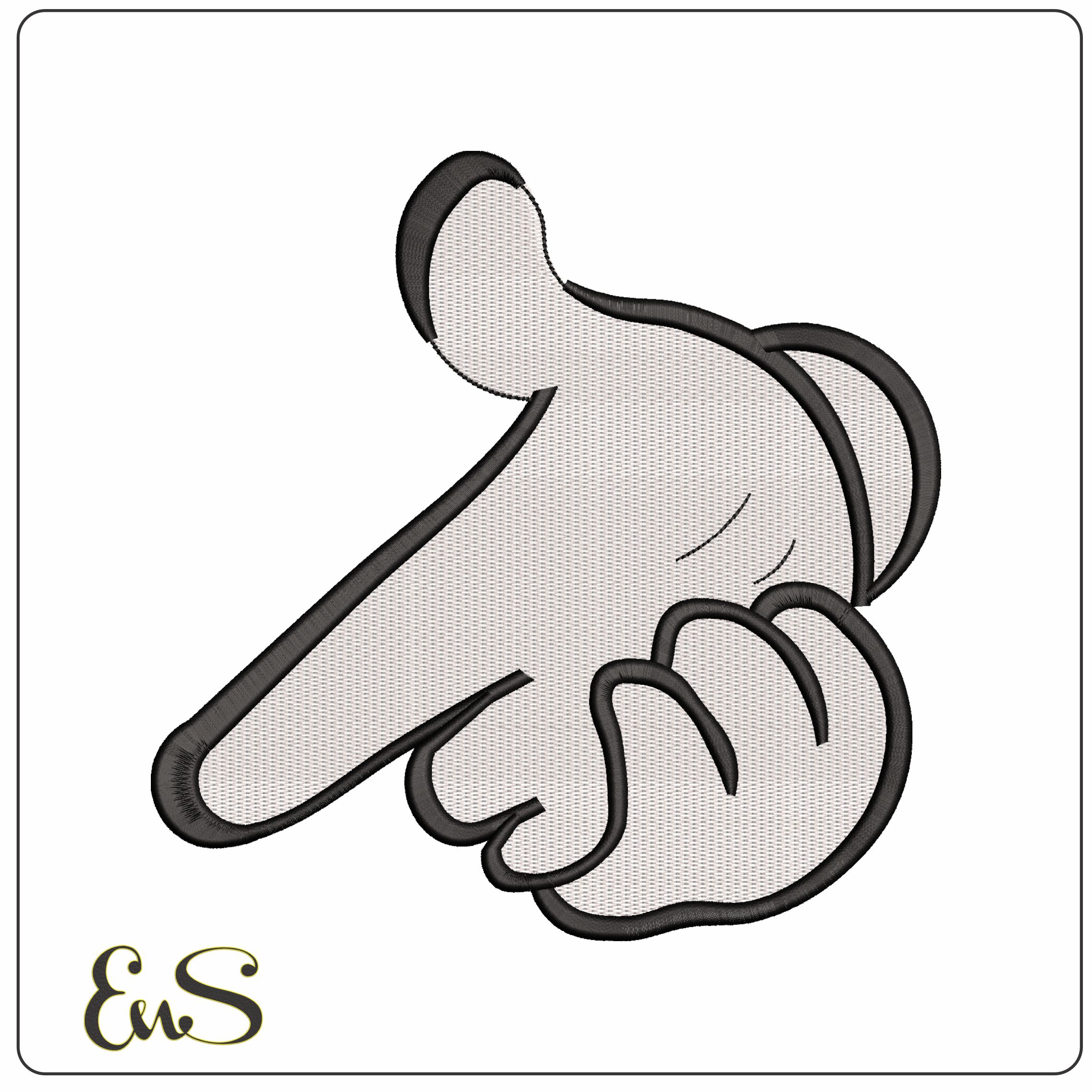 Mickey Mouse hands point Disney  - Elegant embroidery design file - instant download