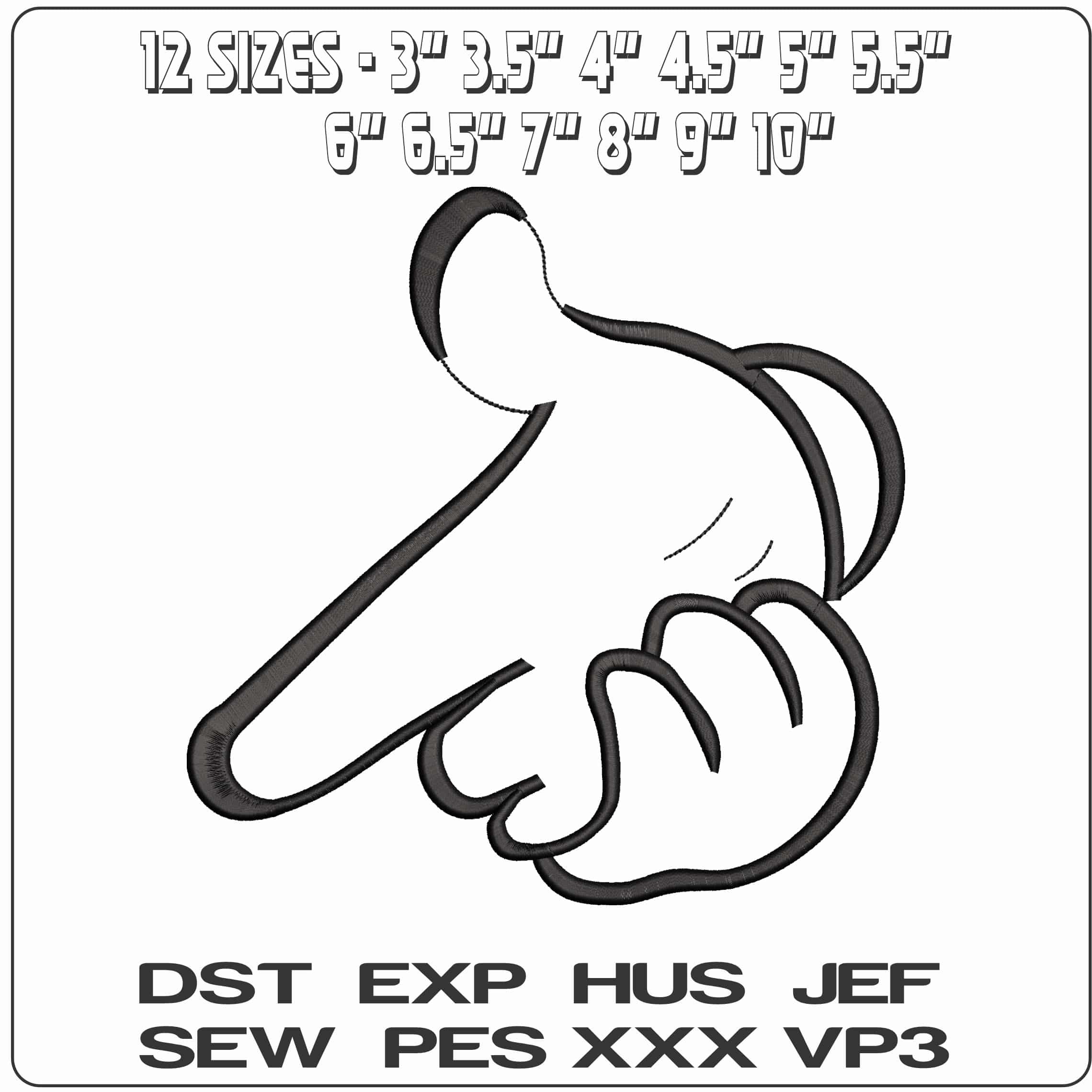 Mickey Mouse hands Point Outline Disney  - Elegant embroidery design file - instant download — view 2
