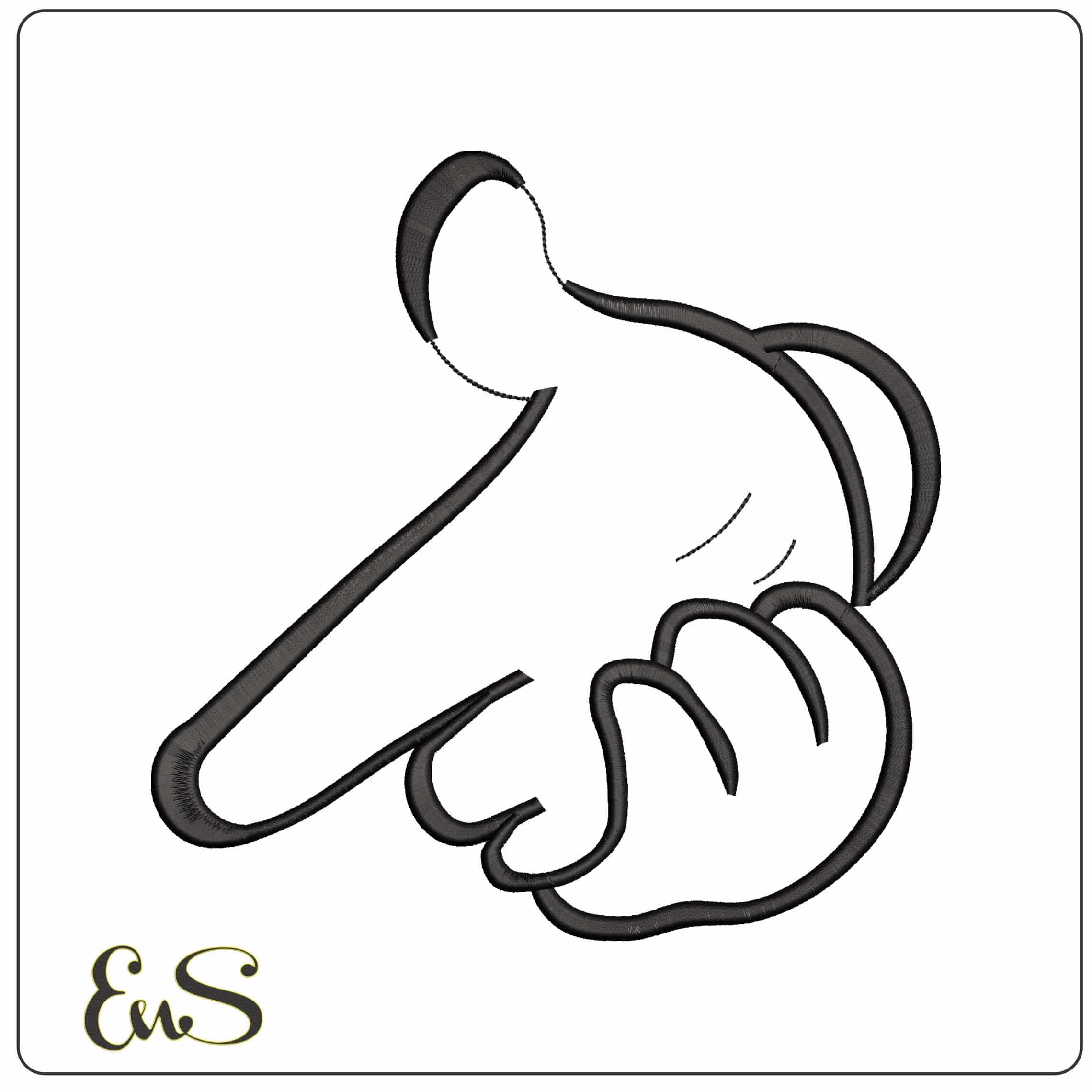 Mickey Mouse hands Point Outline Disney  - Elegant embroidery design file - instant download