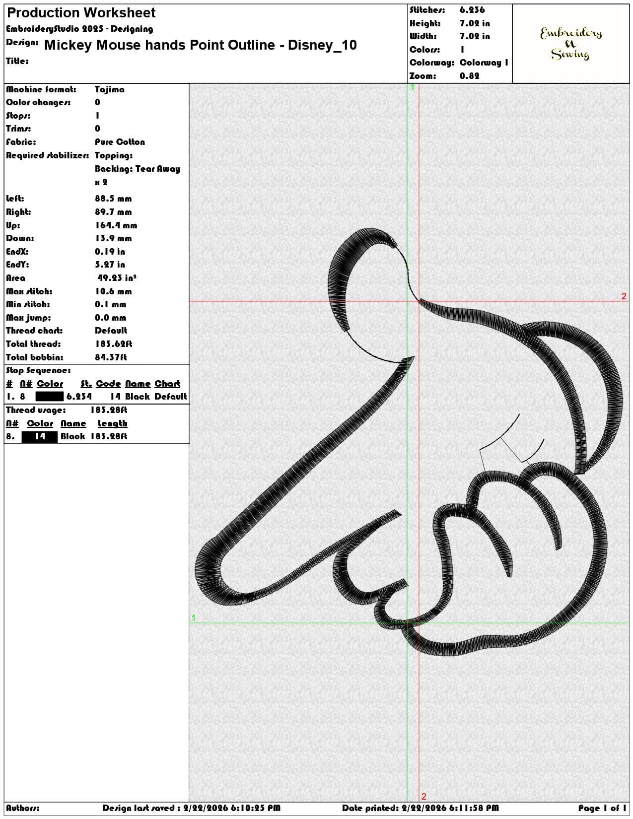 Mickey Mouse hands Point Outline Disney  - Elegant embroidery design file - instant download — view 3