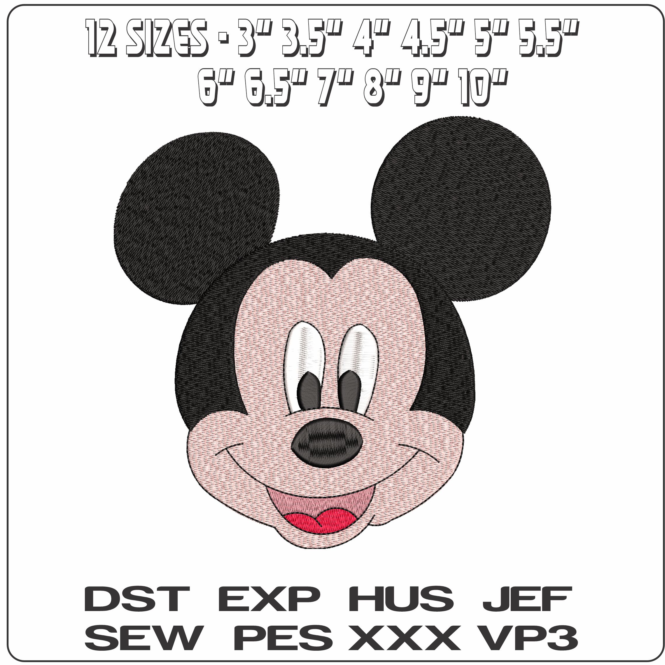 Mickey Mouse Head Disney  - Elegant embroidery design file - instant download — view 2