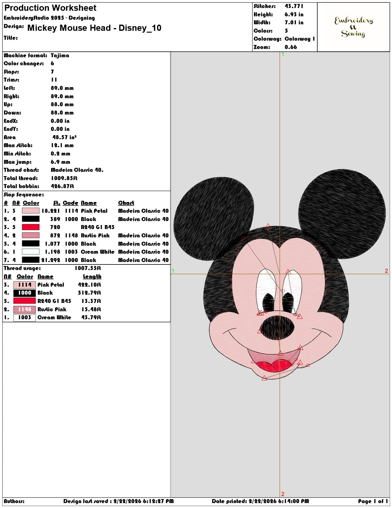 Mickey Mouse Head Disney  - Elegant embroidery design file - instant download — view 3