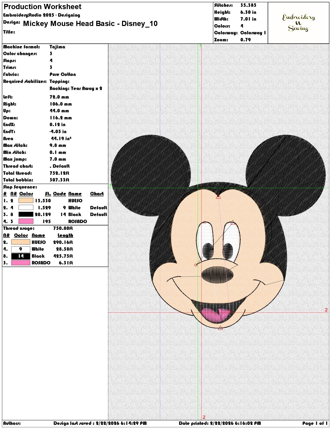 Mickey Mouse Head Basic Disney  - Elegant embroidery design file - instant download — view 3