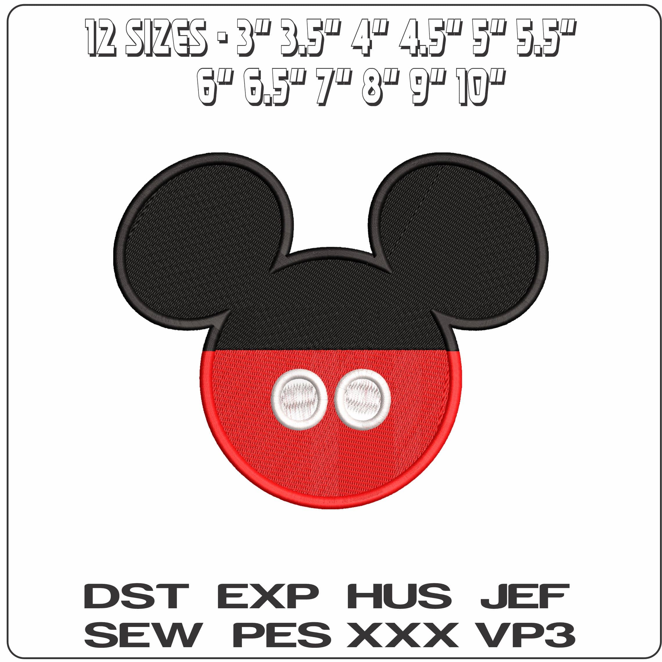 Mickey Mouse Head Outline with outfit Disney  - Elegant embroidery design file - instant download — view 2