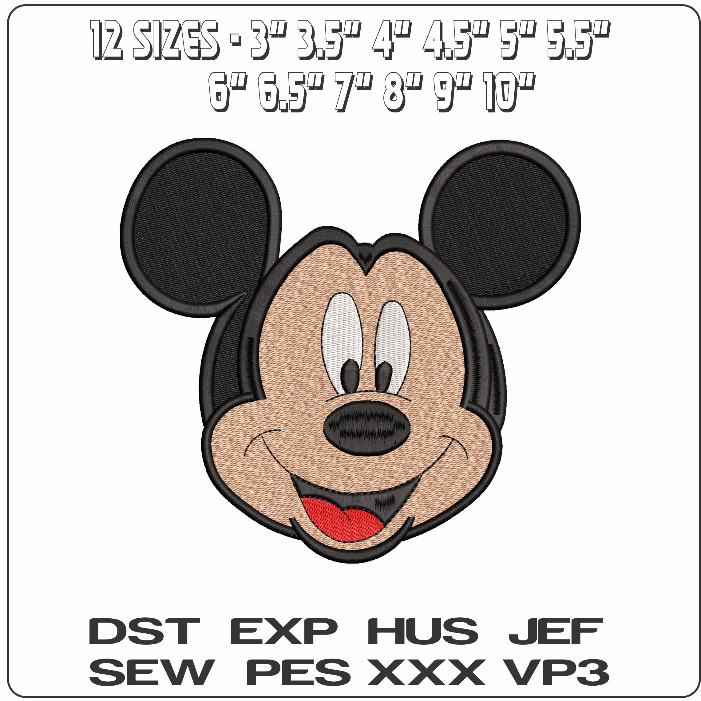 Mickey Mouse Head smiling Disney  - Elegant embroidery design file - instant download — view 2