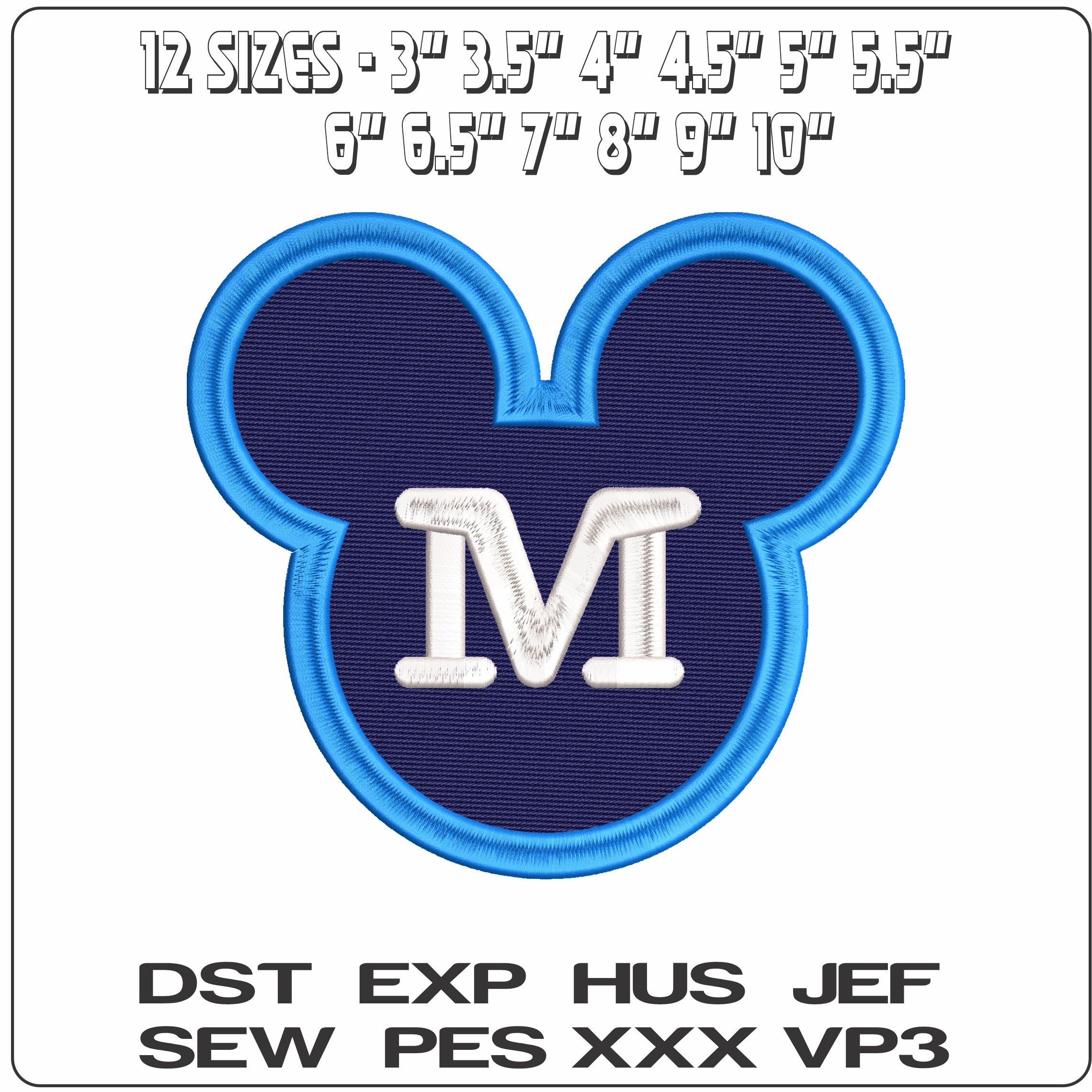 Mickey Mouse Head With M Disney  - Elegant embroidery design file - instant download — view 2