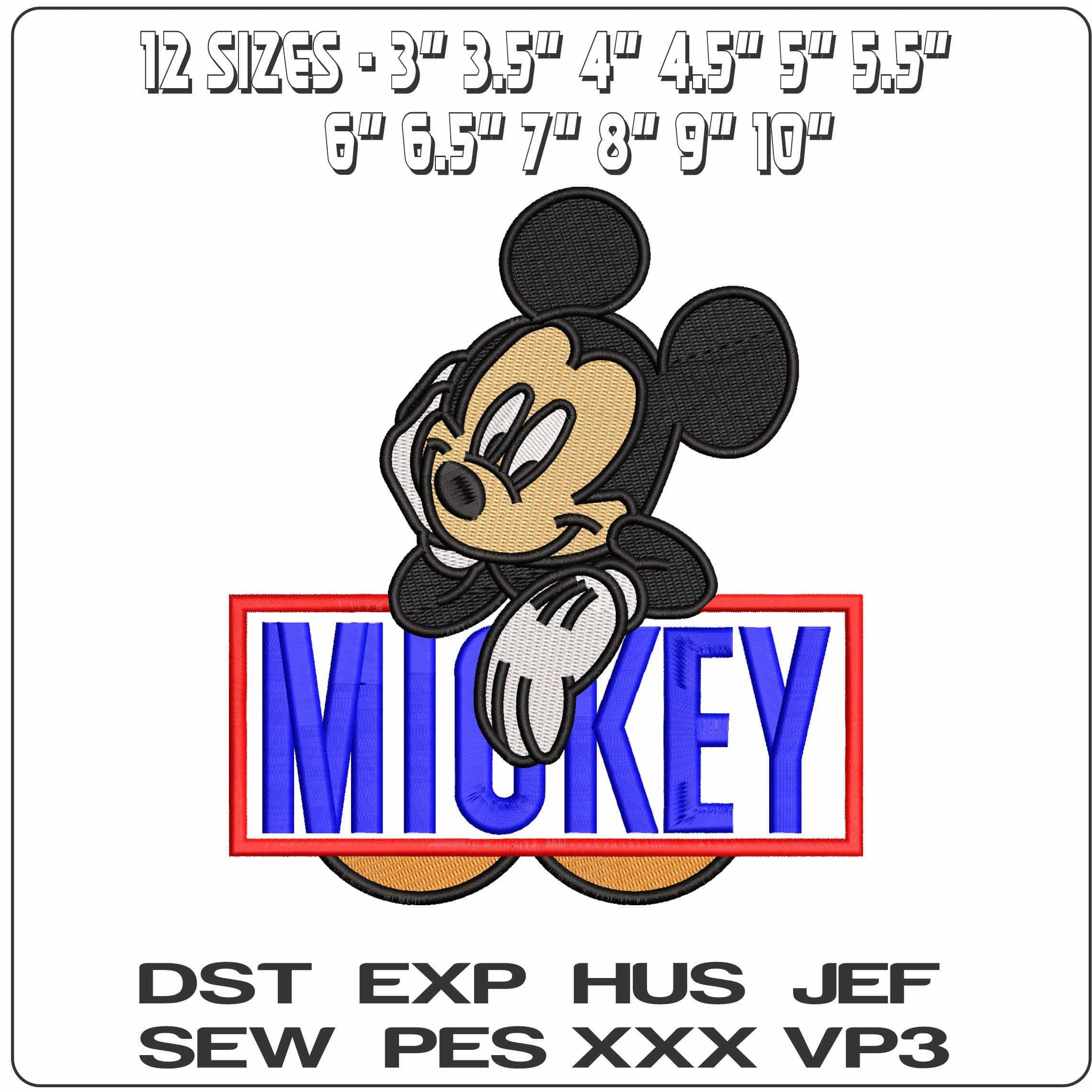Mickey Mouse looking over Mickey Sign Disney  - Elegant embroidery design file - instant download — view 2