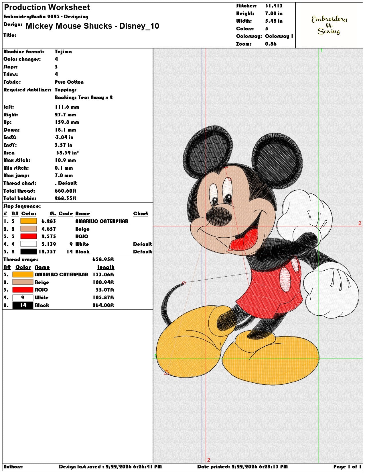 Mickey Mouse Shucks Disney  - Elegant embroidery design file - instant download — view 3