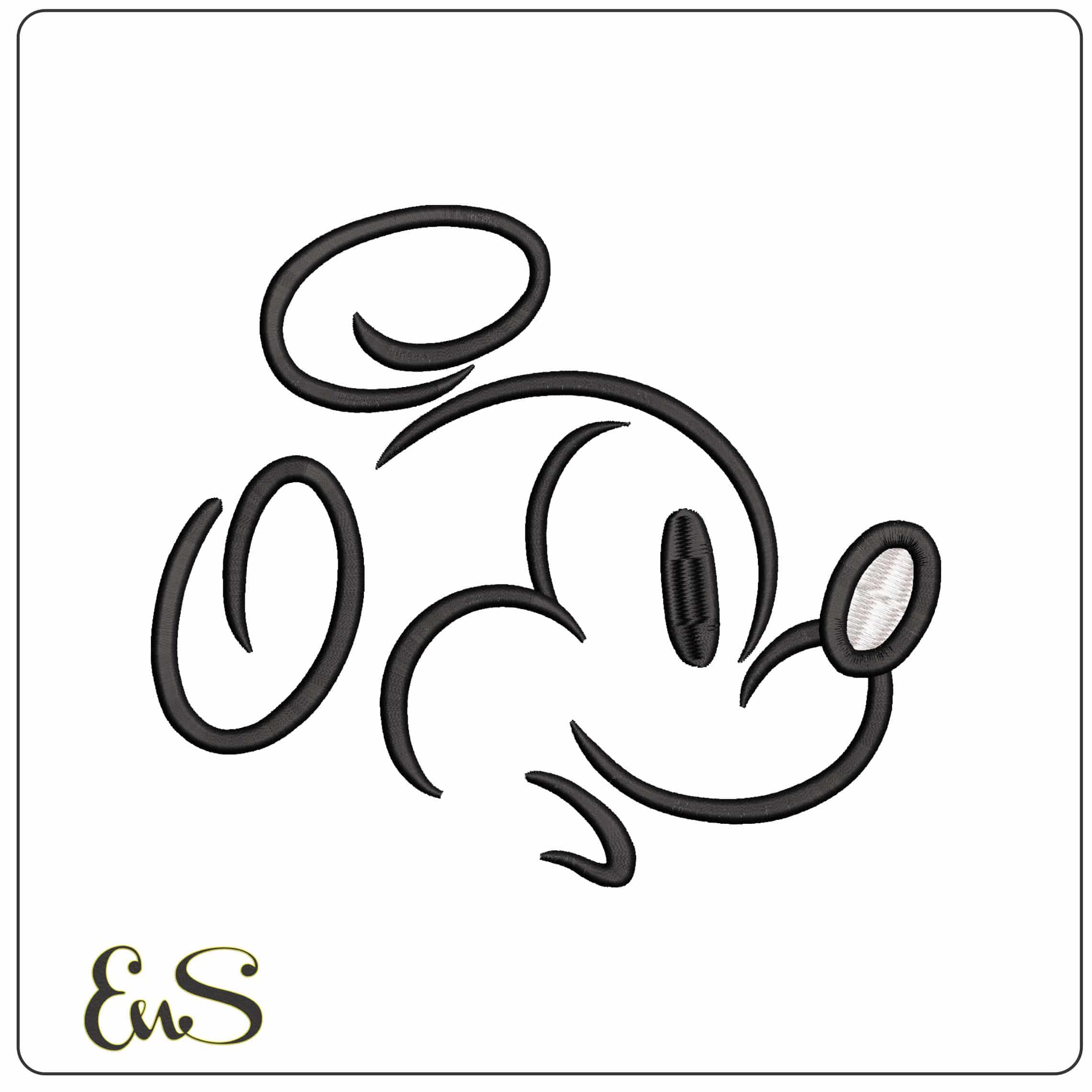 Mickey Mouse side head Outline Disney  - Elegant embroidery design file - instant download
