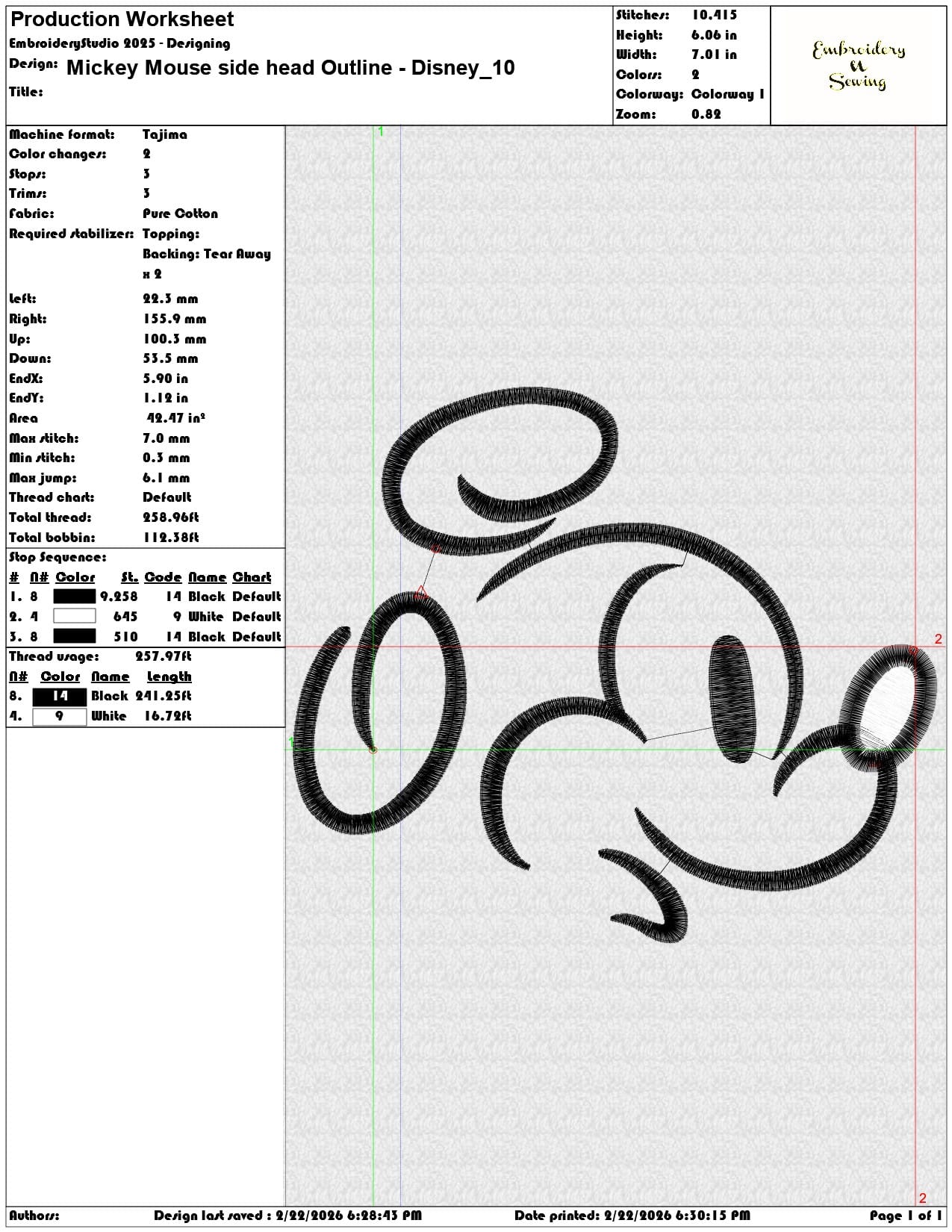 Mickey Mouse side head Outline Disney  - Elegant embroidery design file - instant download — view 3