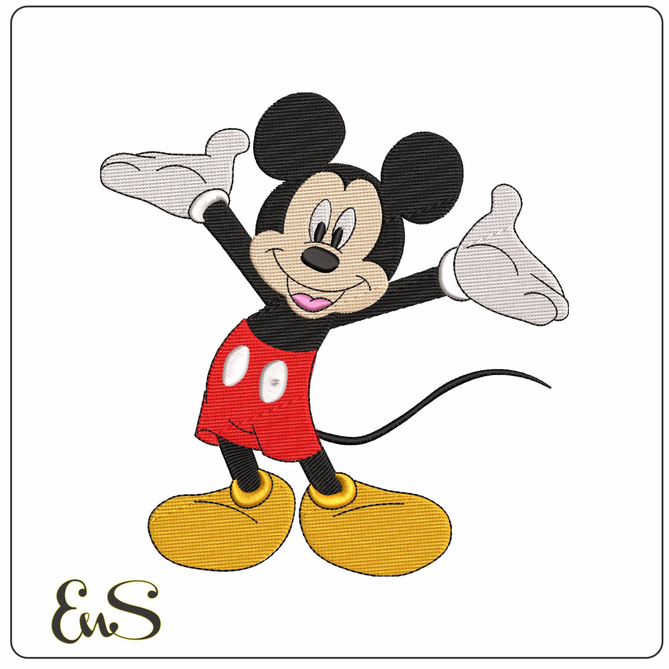 Mickey Mouse Welcoming Disney  - Elegant embroidery design file - instant download