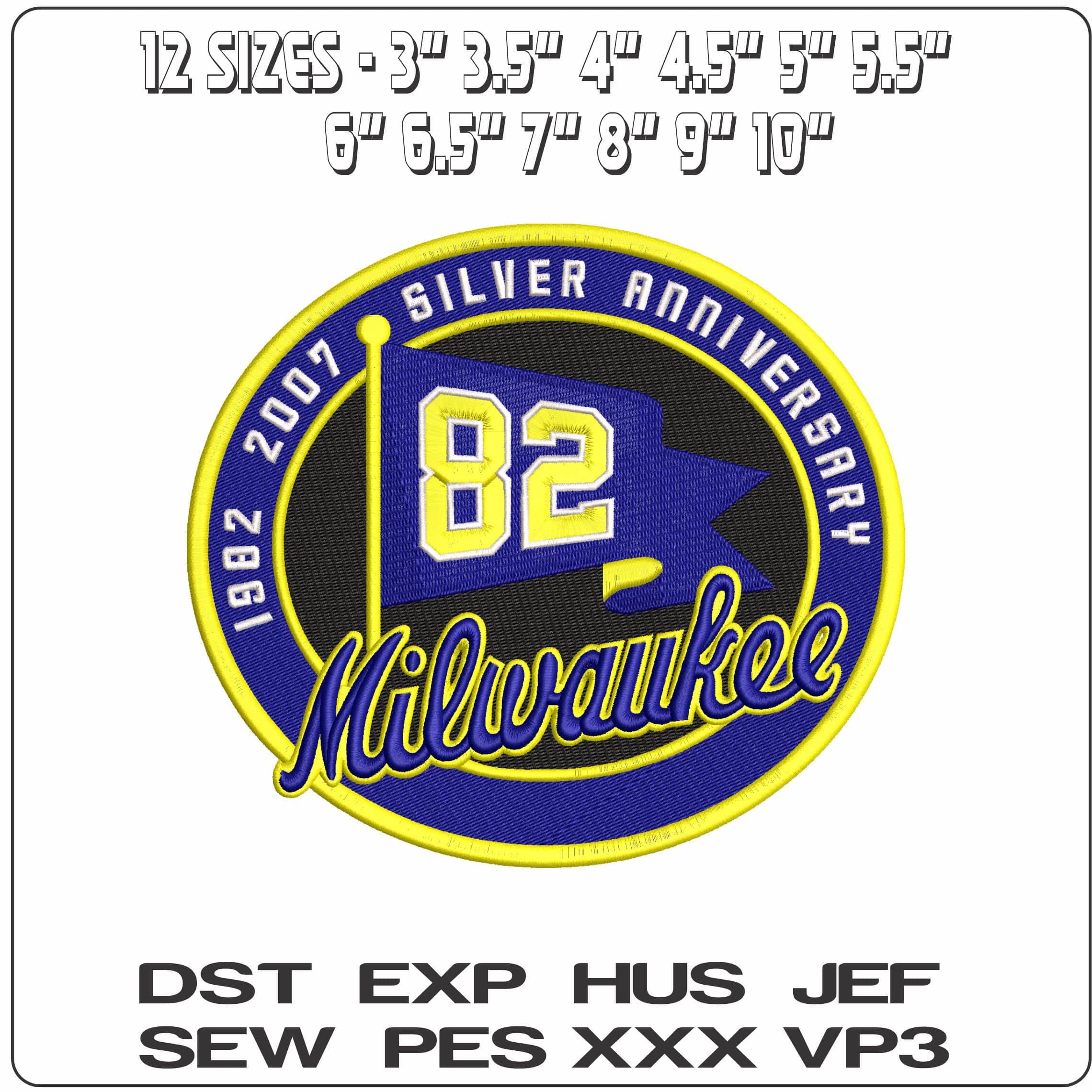 Milwaukee 82  - Elegant embroidery design file - instant download — view 2