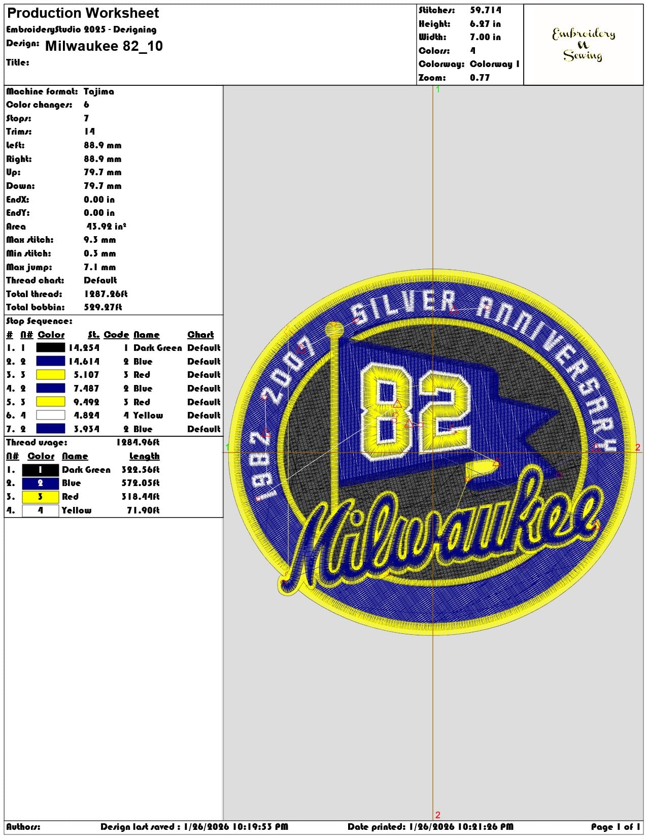 Milwaukee 82  - Elegant embroidery design file - instant download — view 3
