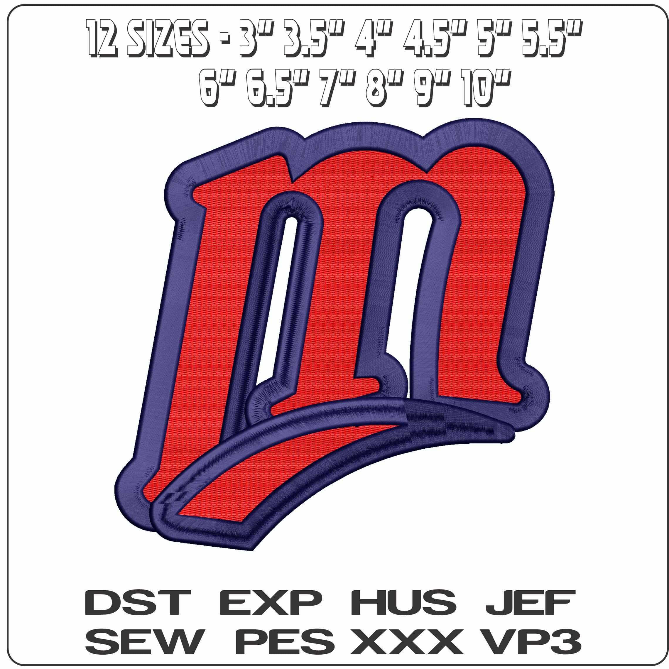 Minnesota Twins M MLB  - Elegant embroidery design file - instant download — view 2
