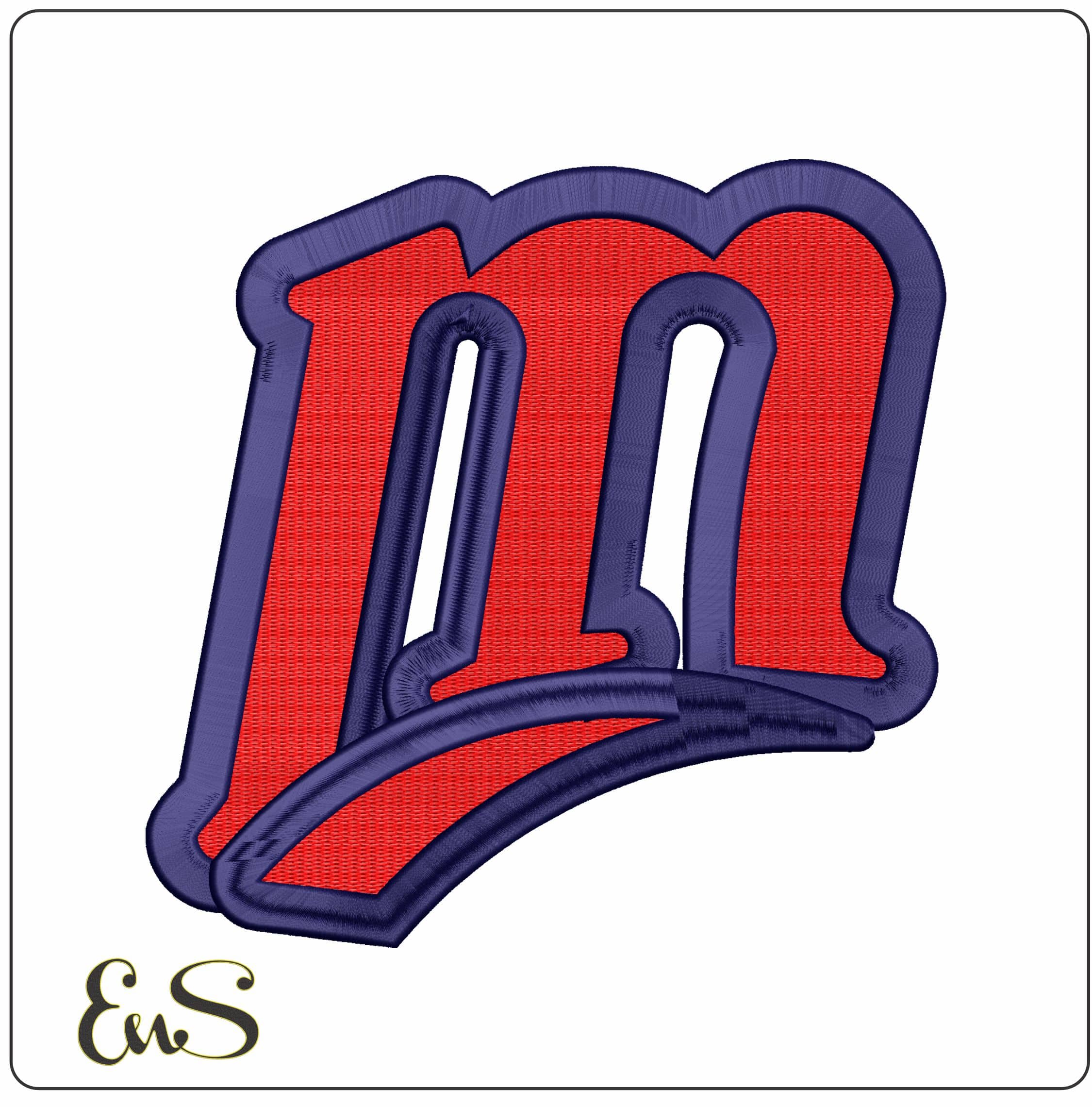 Minnesota Twins M MLB  - Elegant embroidery design file - instant download