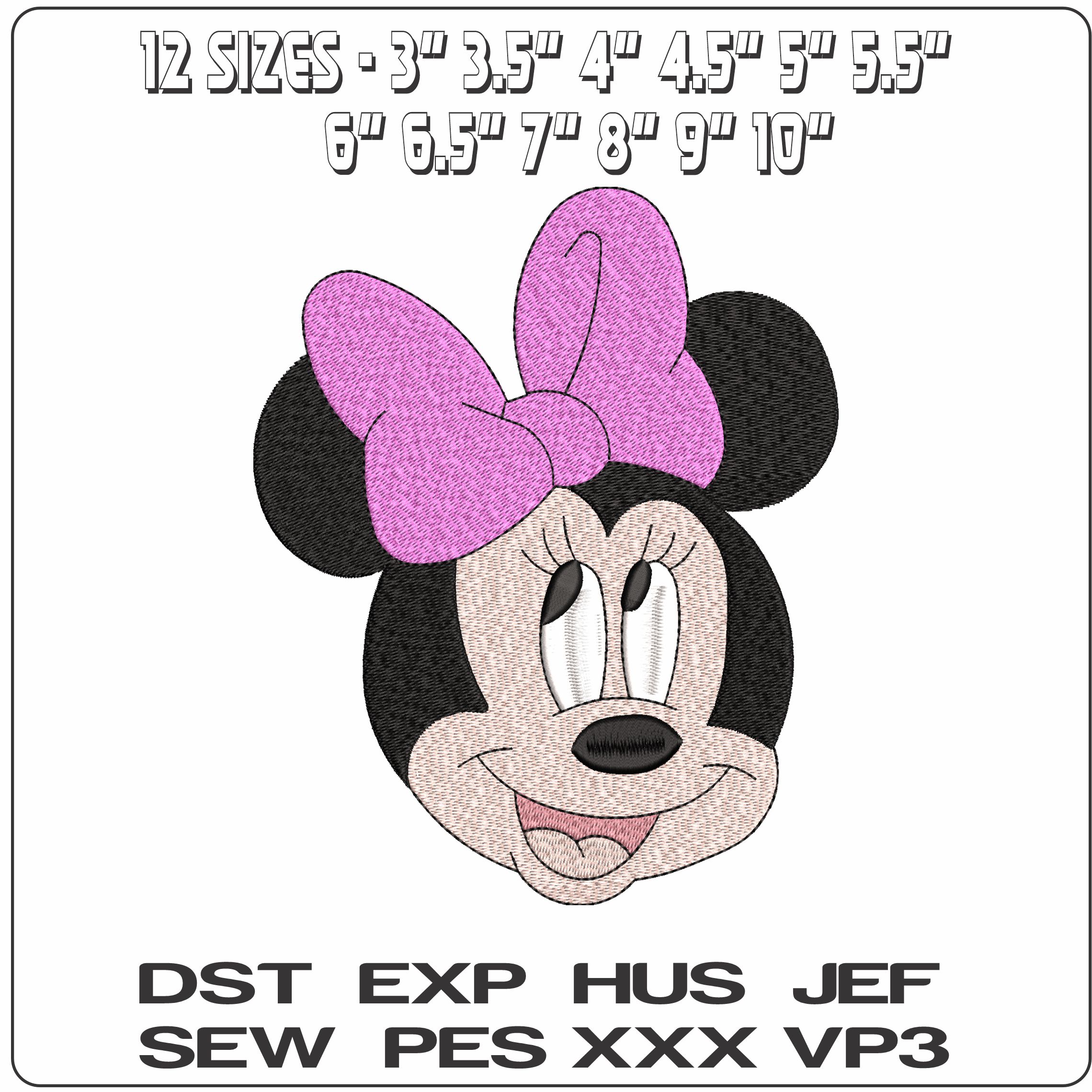 Minnie Mouse Head Disney  - Elegant embroidery design file - instant download — view 2