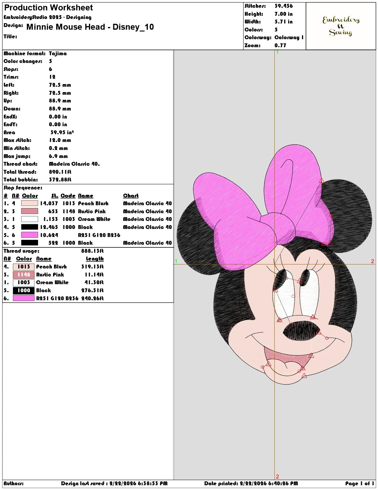 Minnie Mouse Head Disney  - Elegant embroidery design file - instant download — view 3