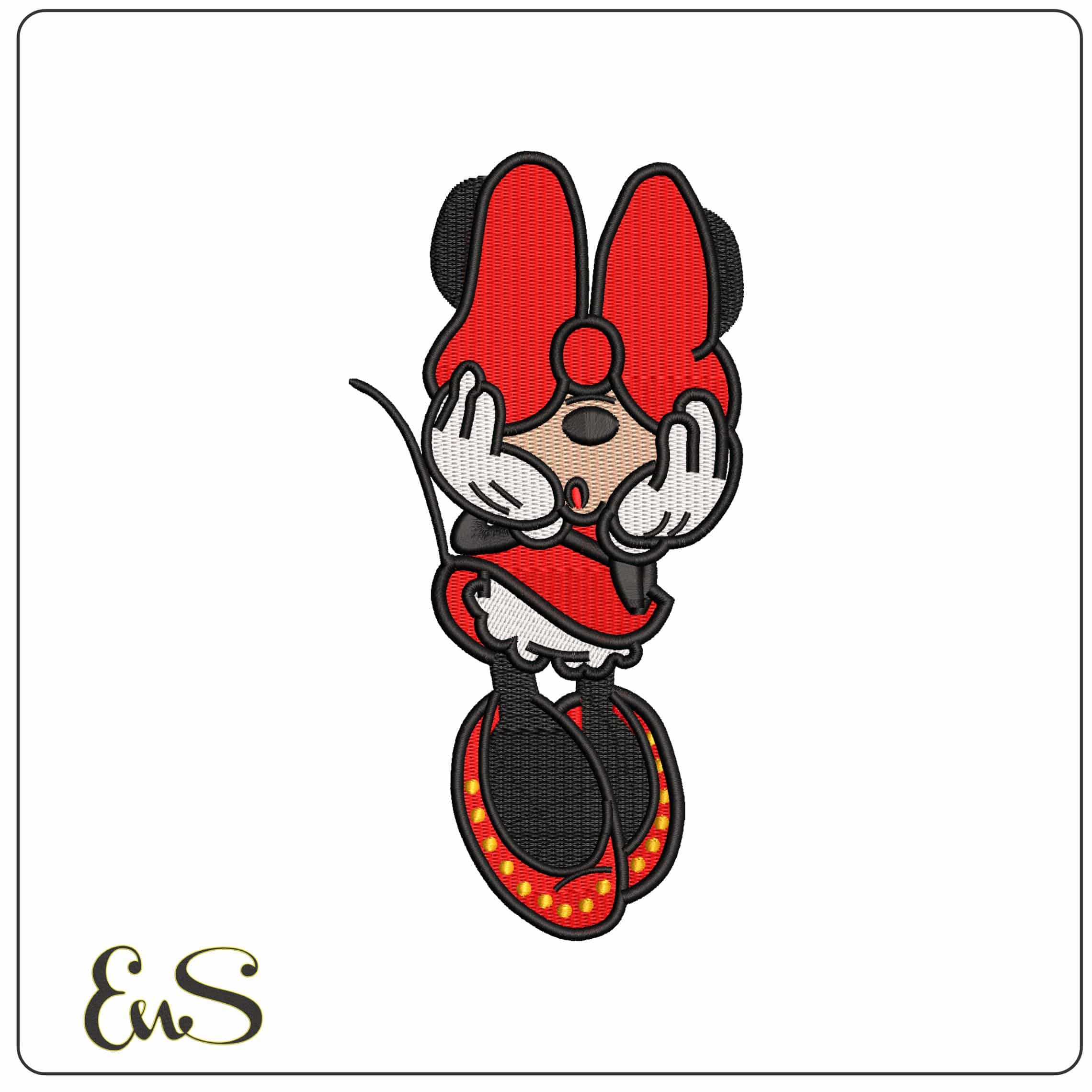 Minnie Mouse Hiding behind Bow Disney  - Elegant embroidery design file - instant download