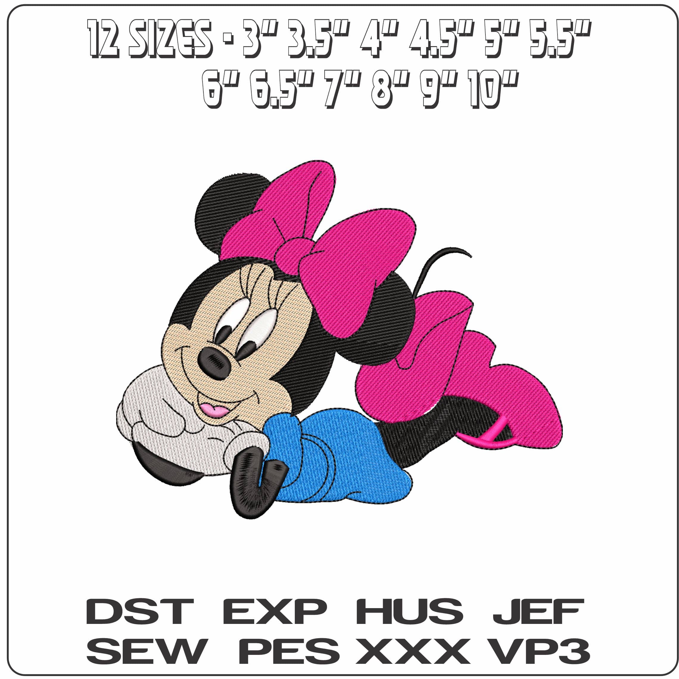 Minnie Mouse Laying down Posing Disney  - Elegant embroidery design file - instant download — view 2