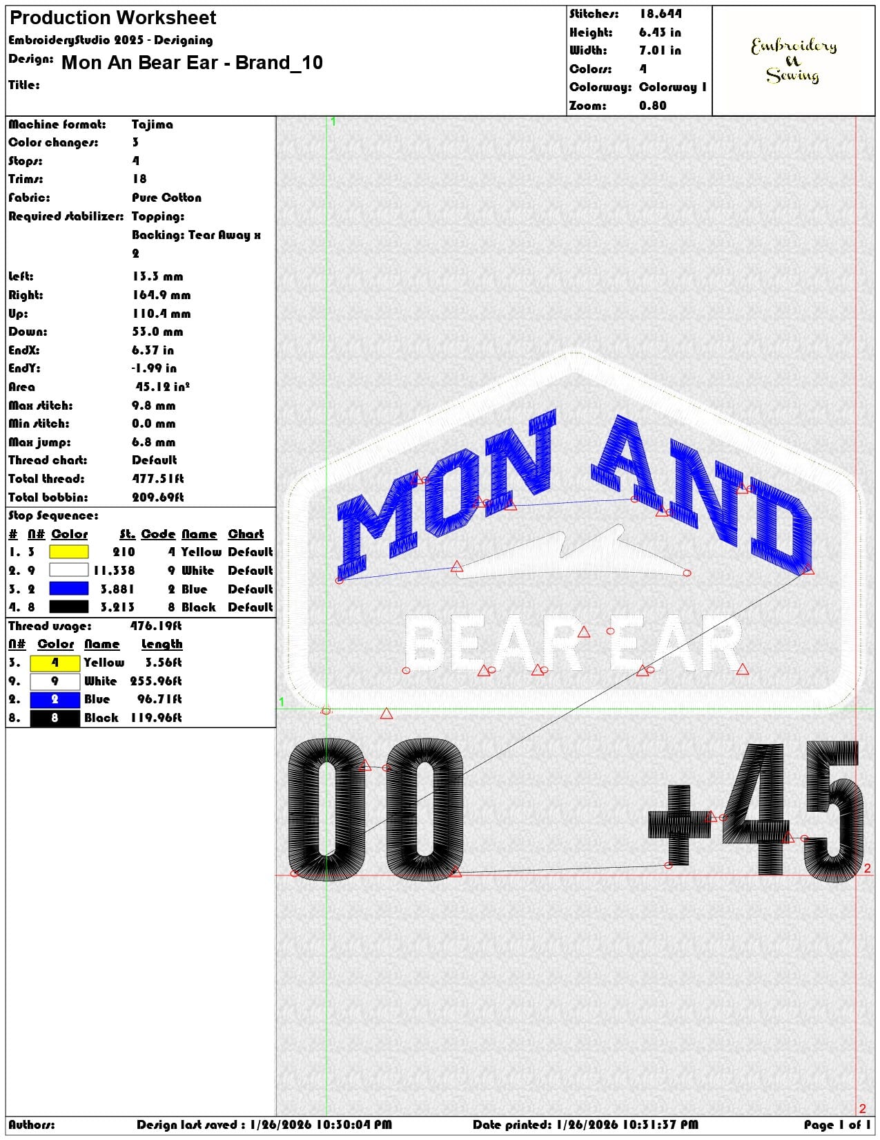 Mon An Bear Ear Brand  - Elegant embroidery design file - instant download — view 3
