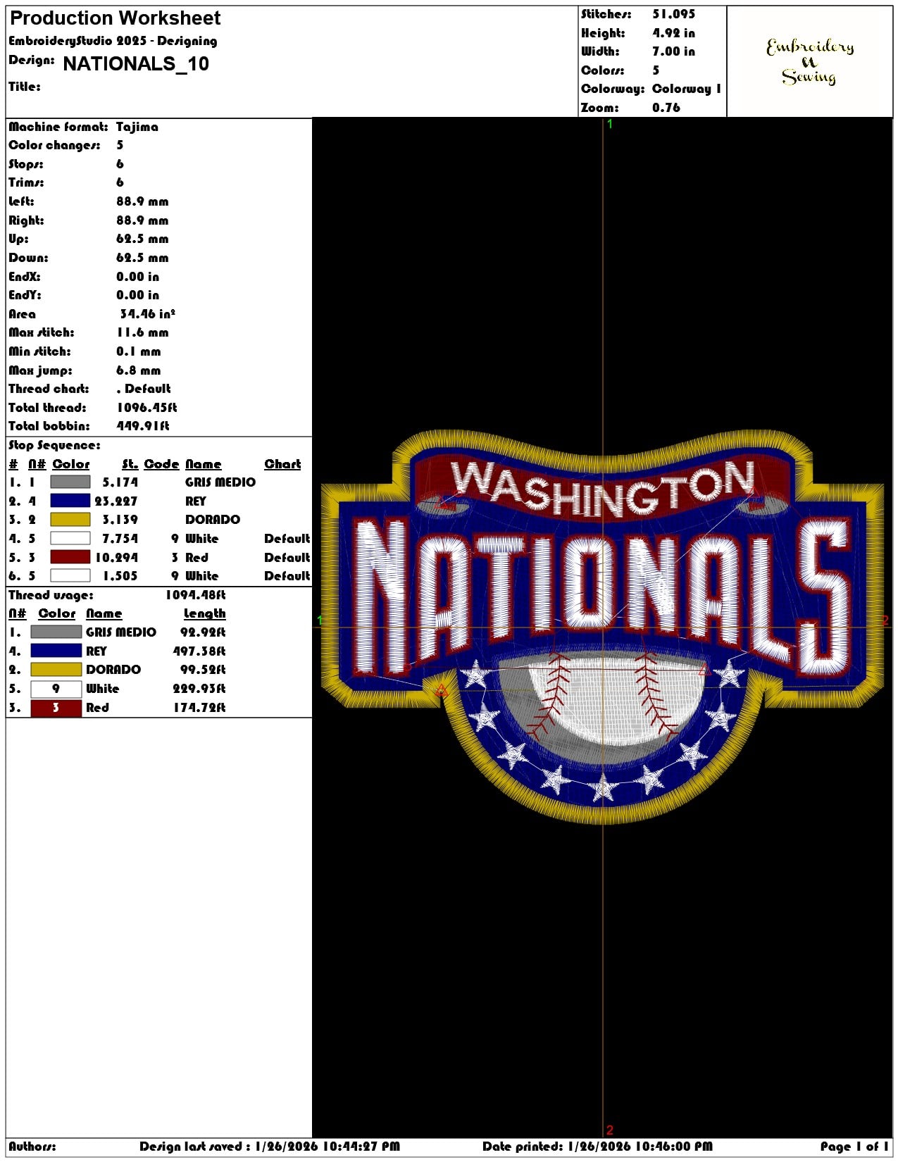 NATIONALS  - Elegant embroidery design file - instant download — view 3