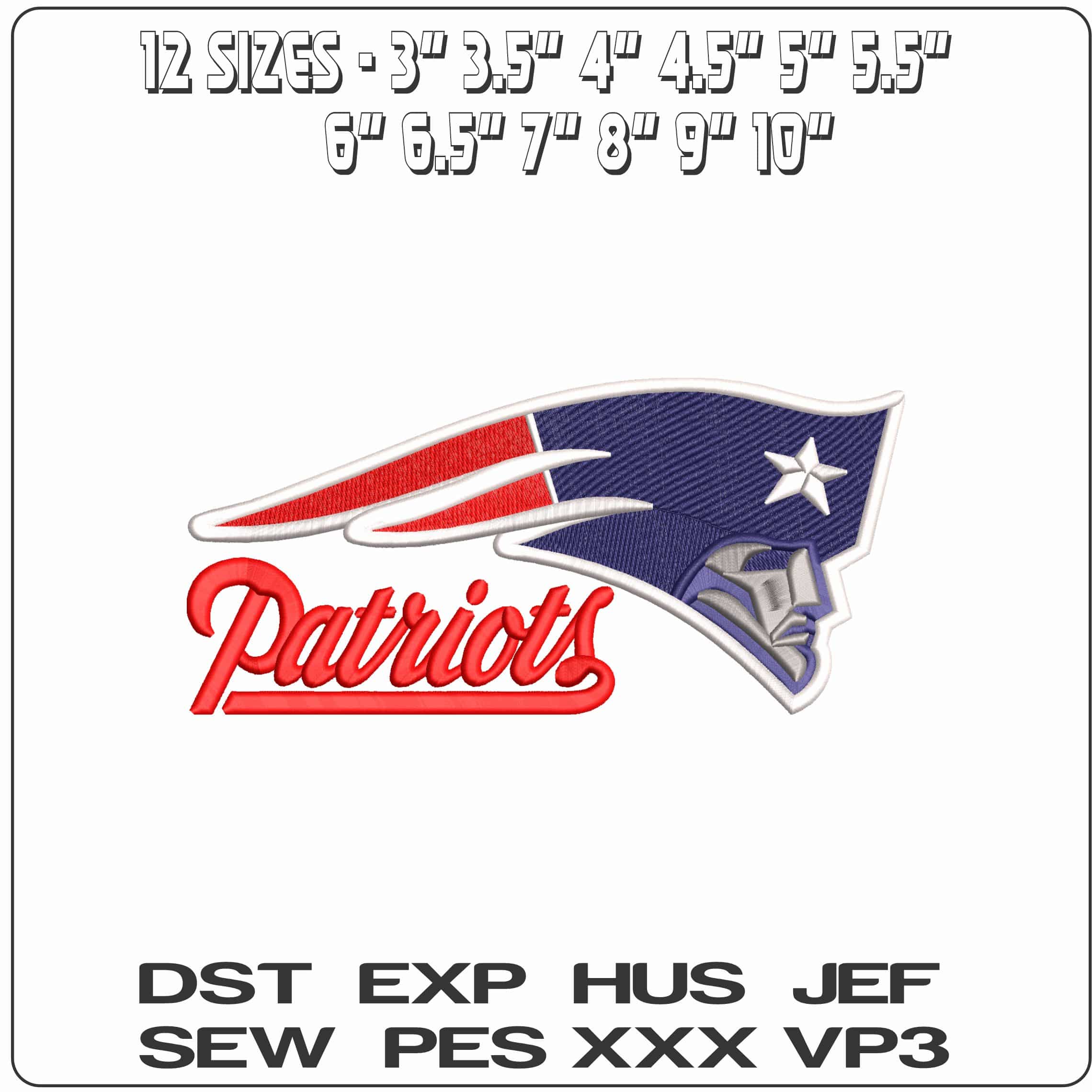 New England Patriots with Name NFL  - Elegant embroidery design file - instant download — view 2