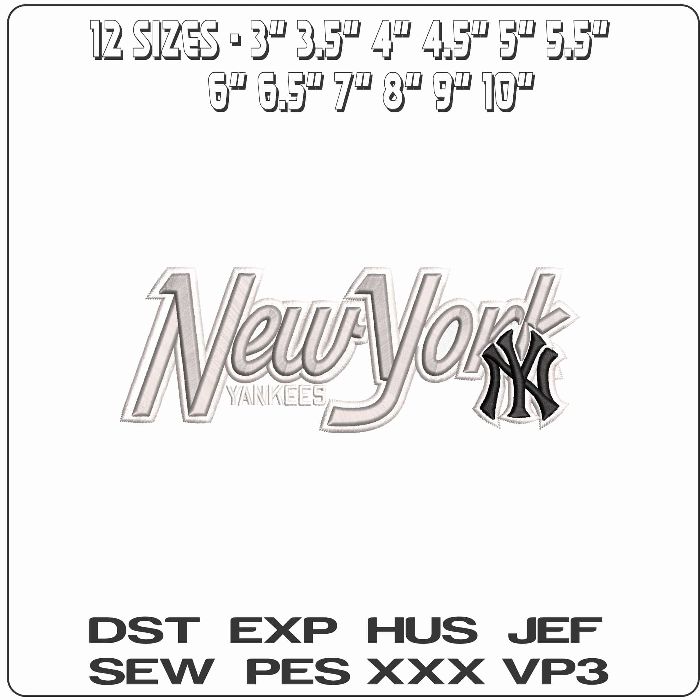 New York NY Yankees MLB   - Elegant embroidery design file - instant download — view 2