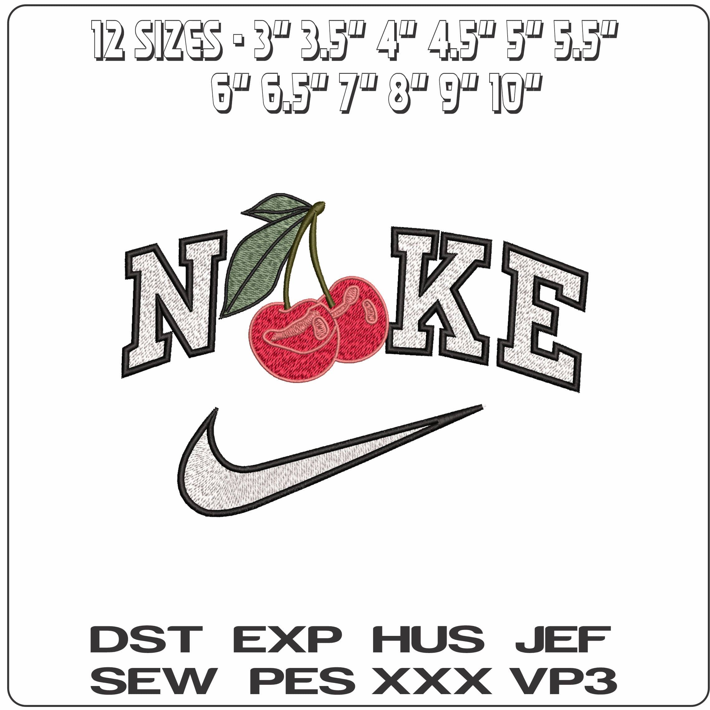 Nike 2 Cherries with Stalk   - Elegant embroidery design file - instant download — view 2