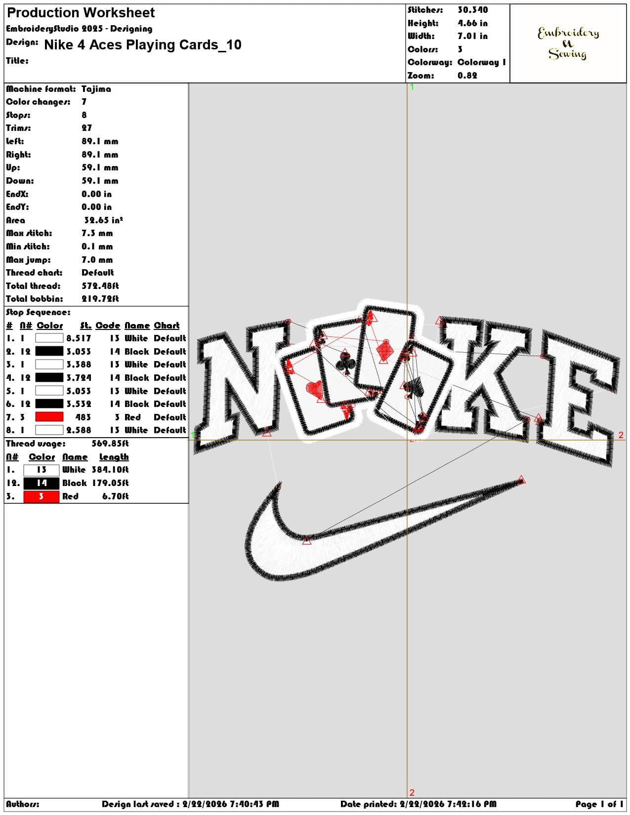 Nike 4 Aces Playing Cards   - Elegant embroidery design file - instant download — view 3
