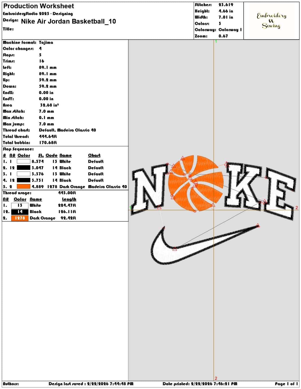 Nike Air Jordan Basketball   - Elegant embroidery design file - instant download — view 3
