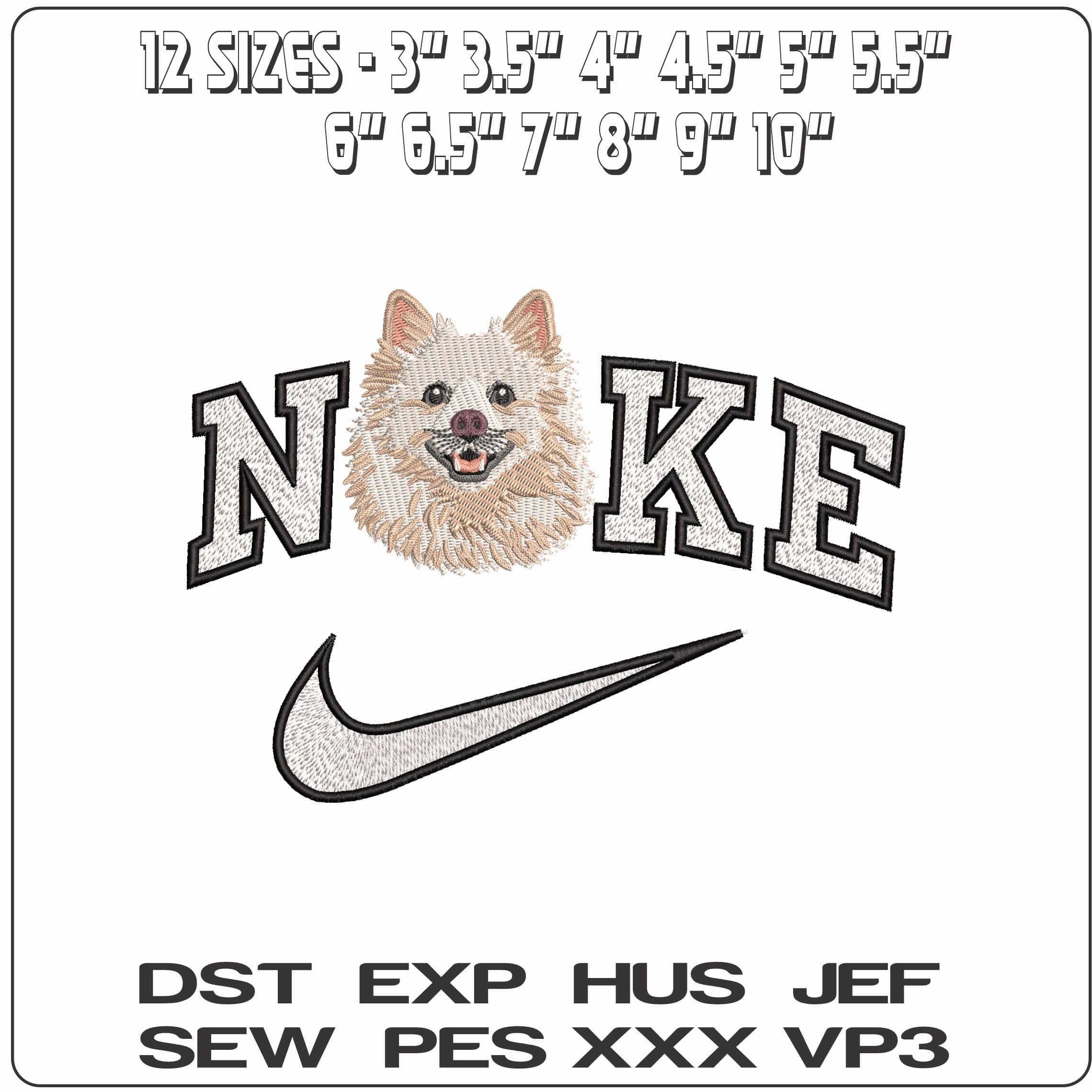 Nike American Eskimo Dog Face   - Elegant embroidery design file - instant download — view 2
