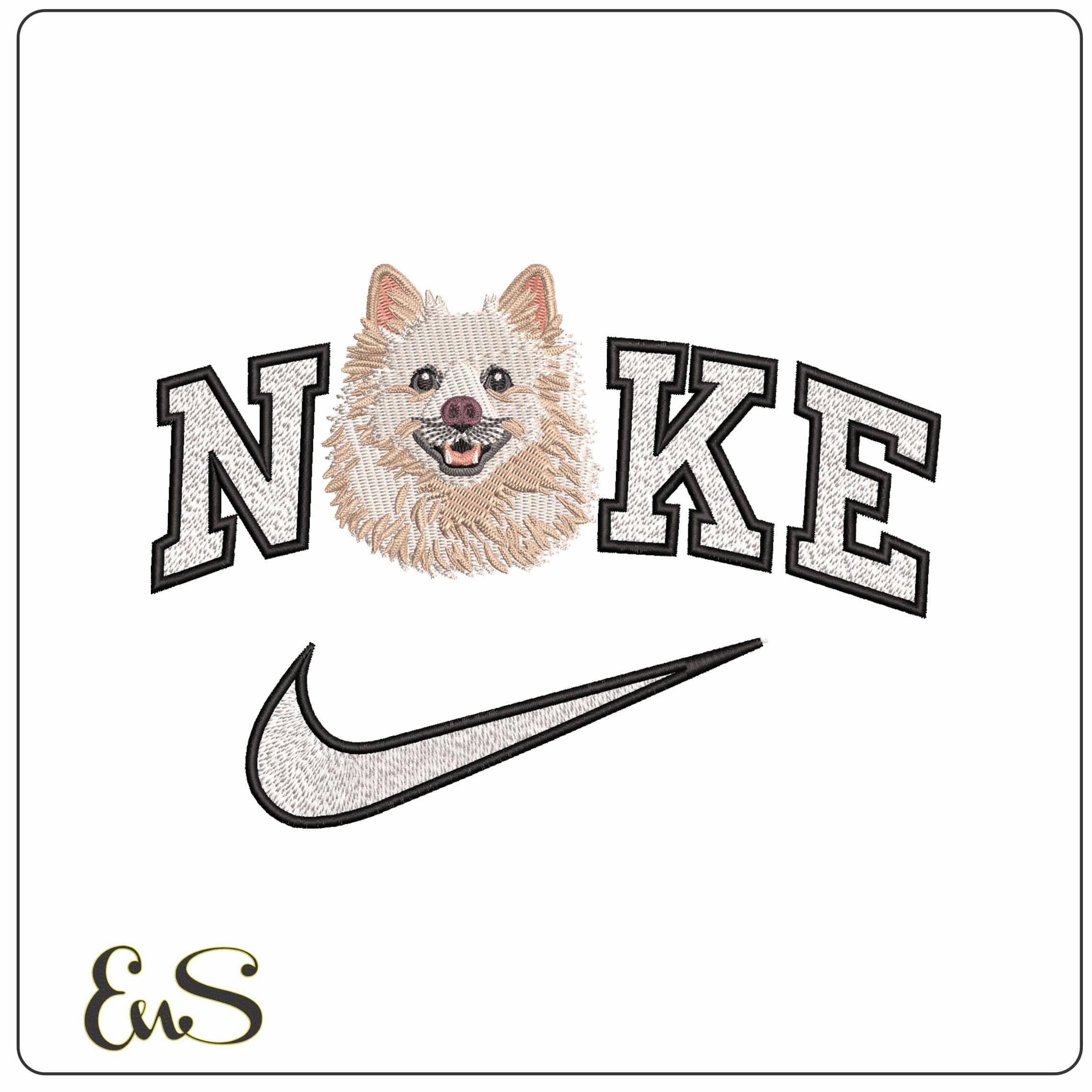 Nike American Eskimo Dog Face   - Elegant embroidery design file - instant download