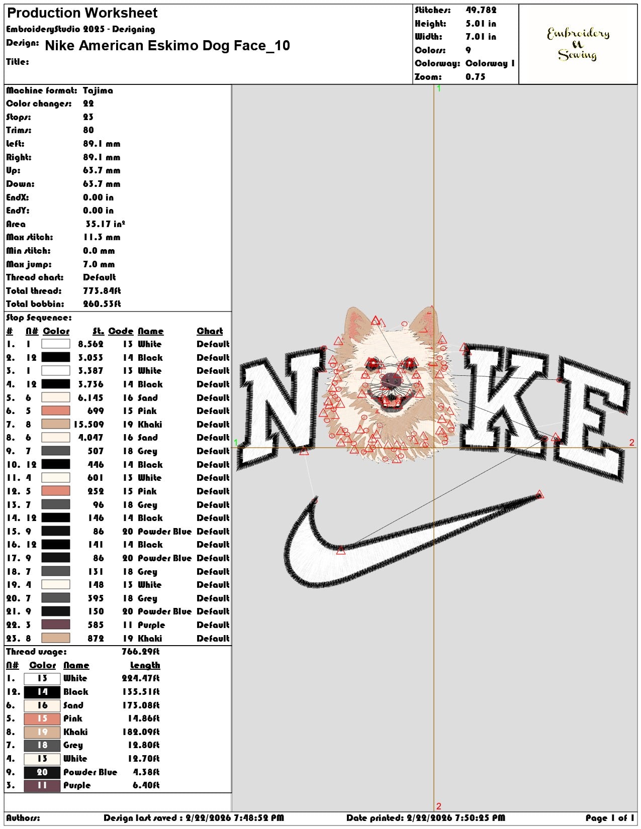 Nike American Eskimo Dog Face   - Elegant embroidery design file - instant download — view 3